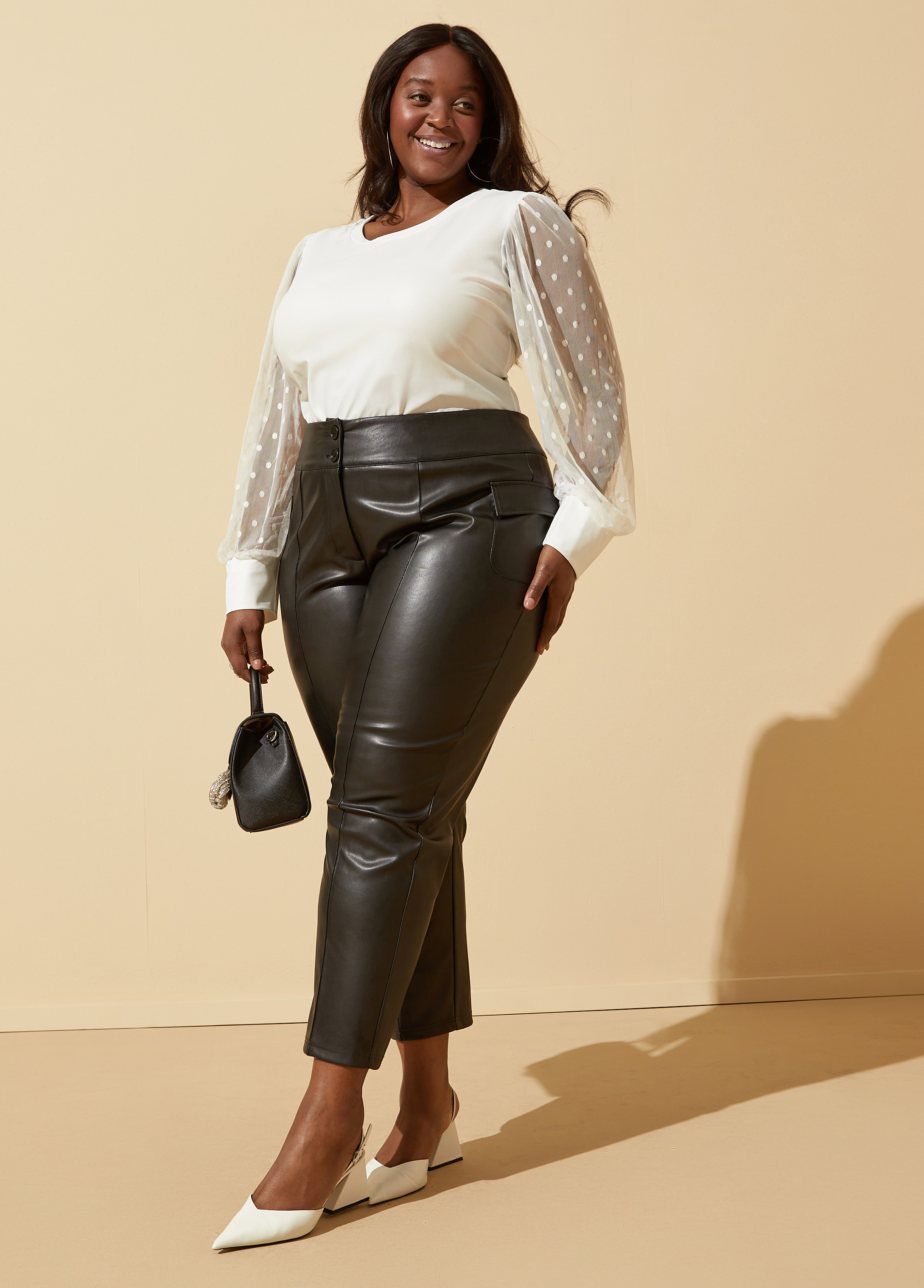 Lexi Faux-Leather Jeans - faux leather-look shaping plus-size