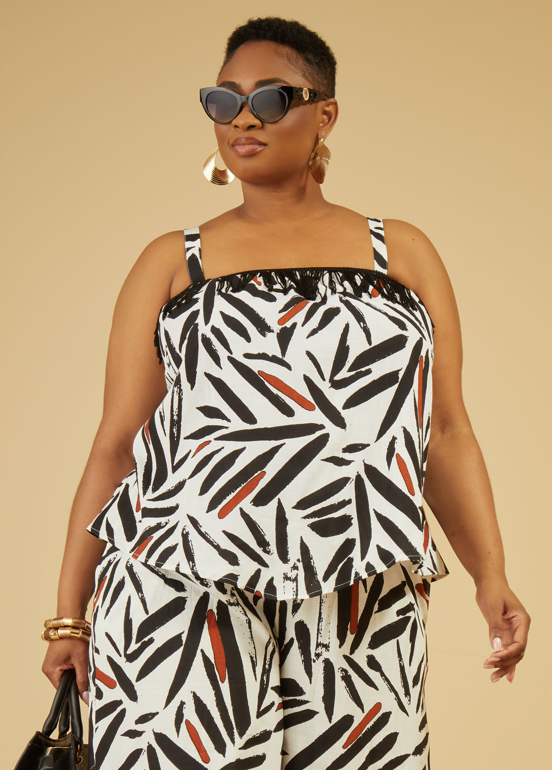 Plus Size Summer Party Tops Plus Size Printed Tank Sets
