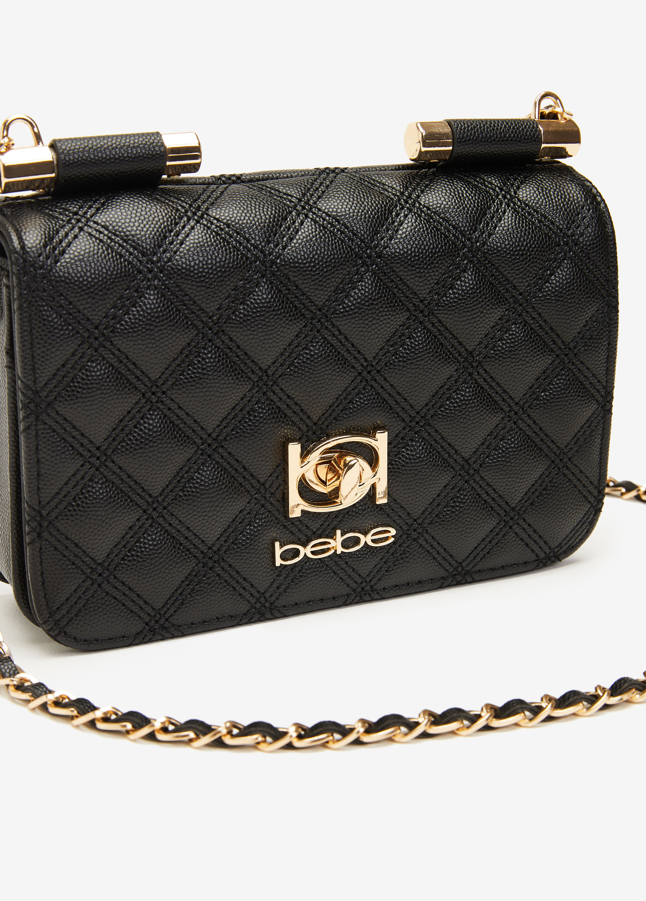 Trendy Black Crossbody Bag Trendy Bebe Quilted Shoulder Bag