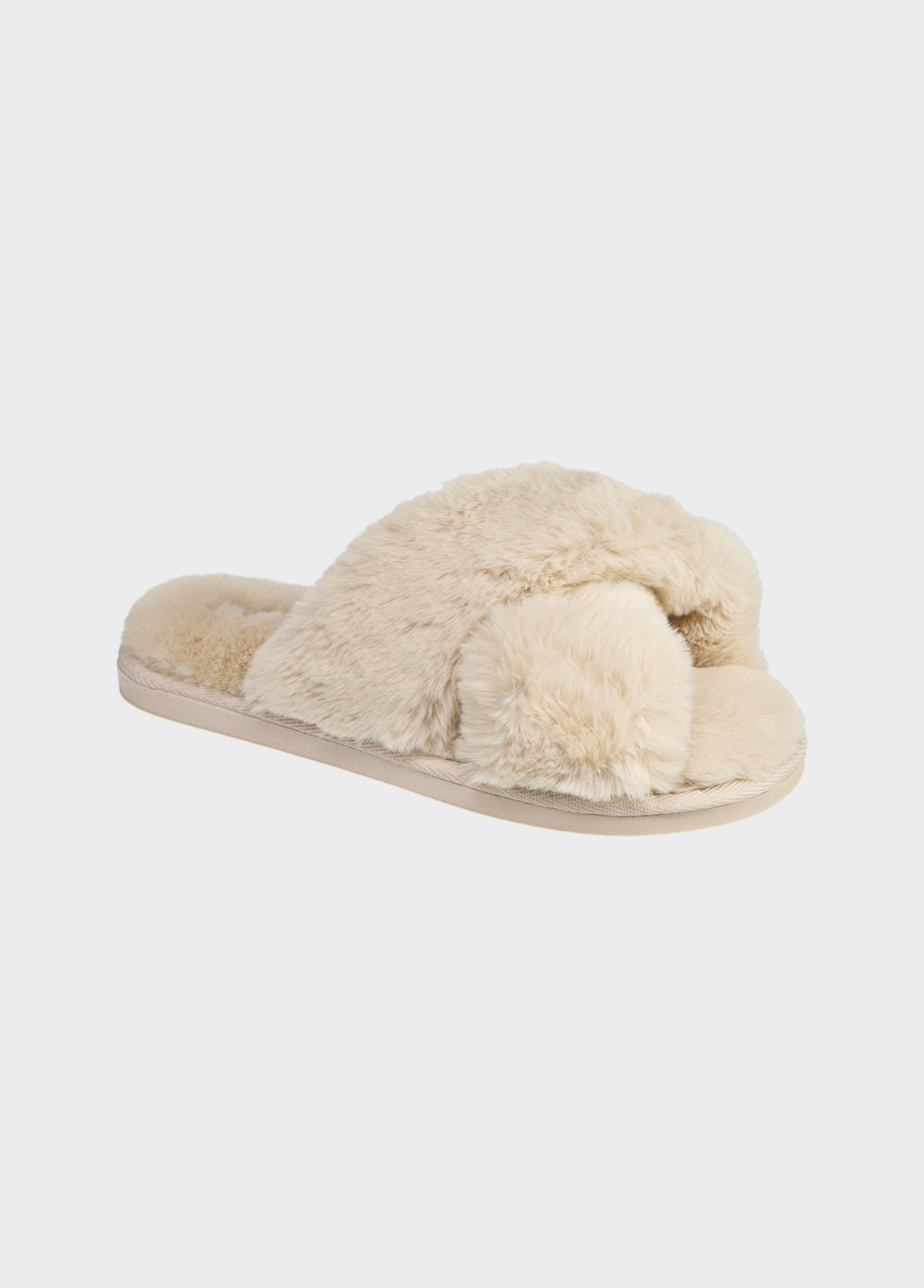  NINE WEST Faux Fur Fuzzy Cross Band Premium Slippers For  Women, Open-Toe House Slides, Blush, Small