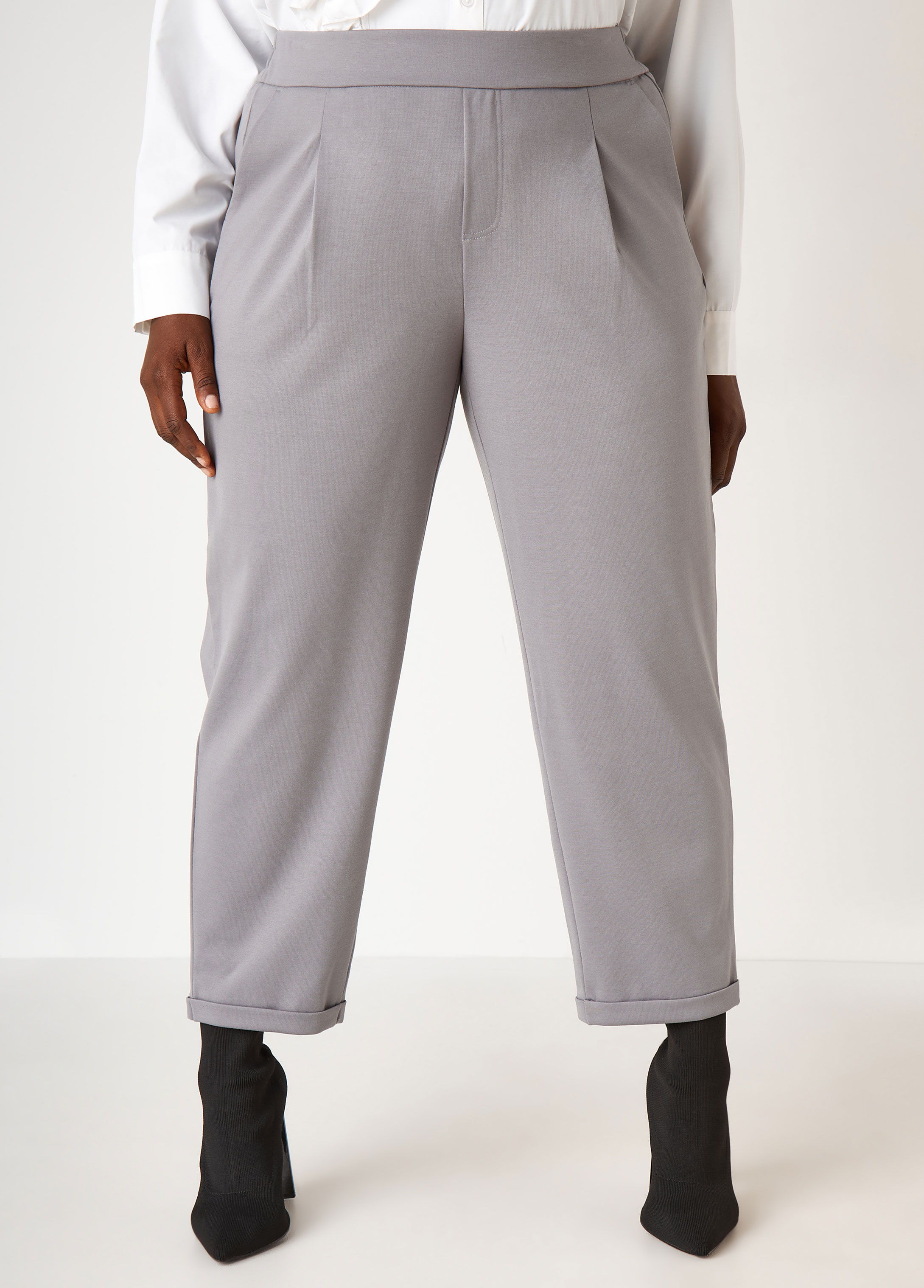 Plus Size Ponte Tapered Ankle Pants, GREY, 18 - Ashley Stewart