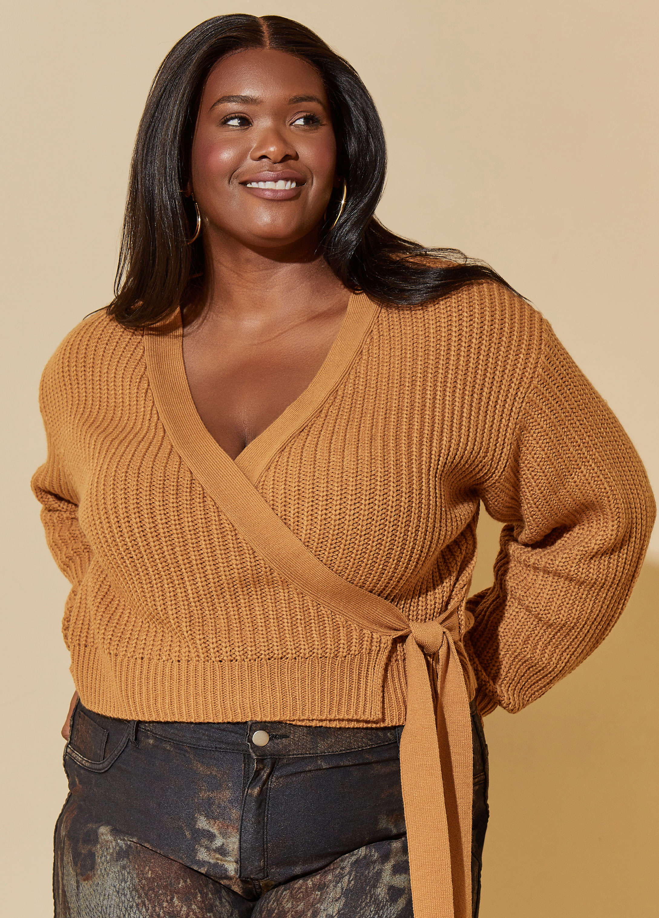 Plus size sales wrap sweater