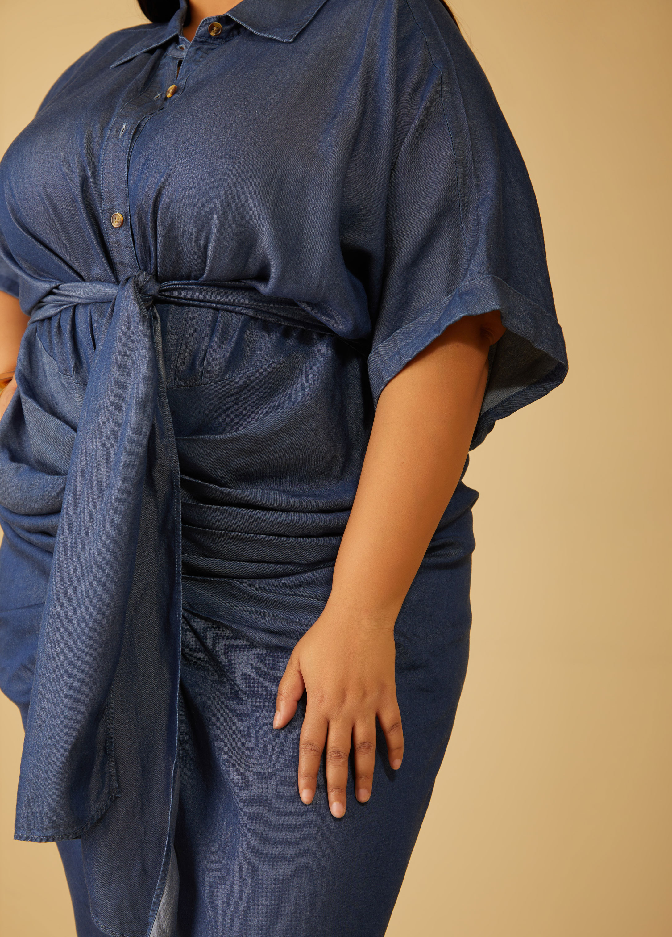 Plus Size Maxi Dark Wash Denim Dress Plus Size Chambray Dress