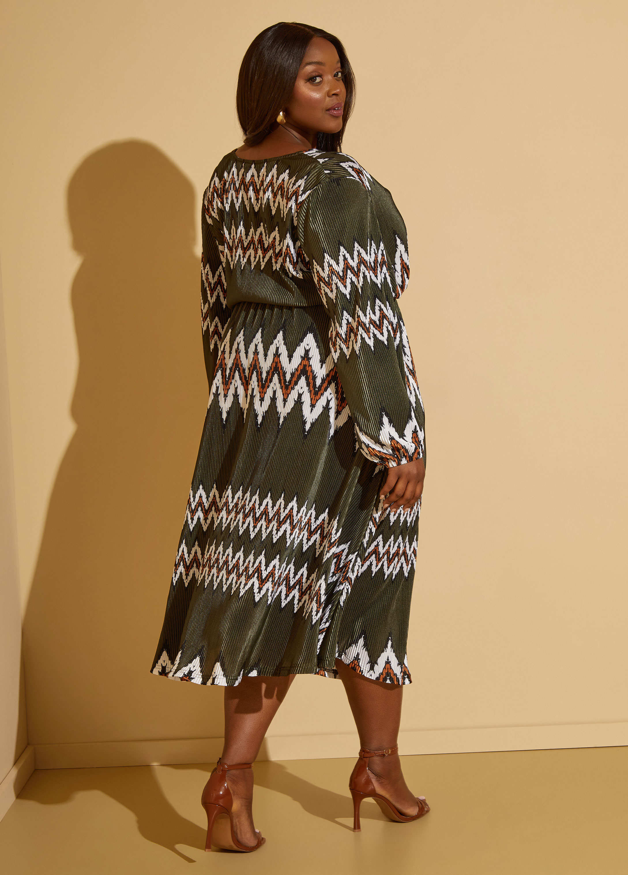 Printed Plisse Midaxi Dress