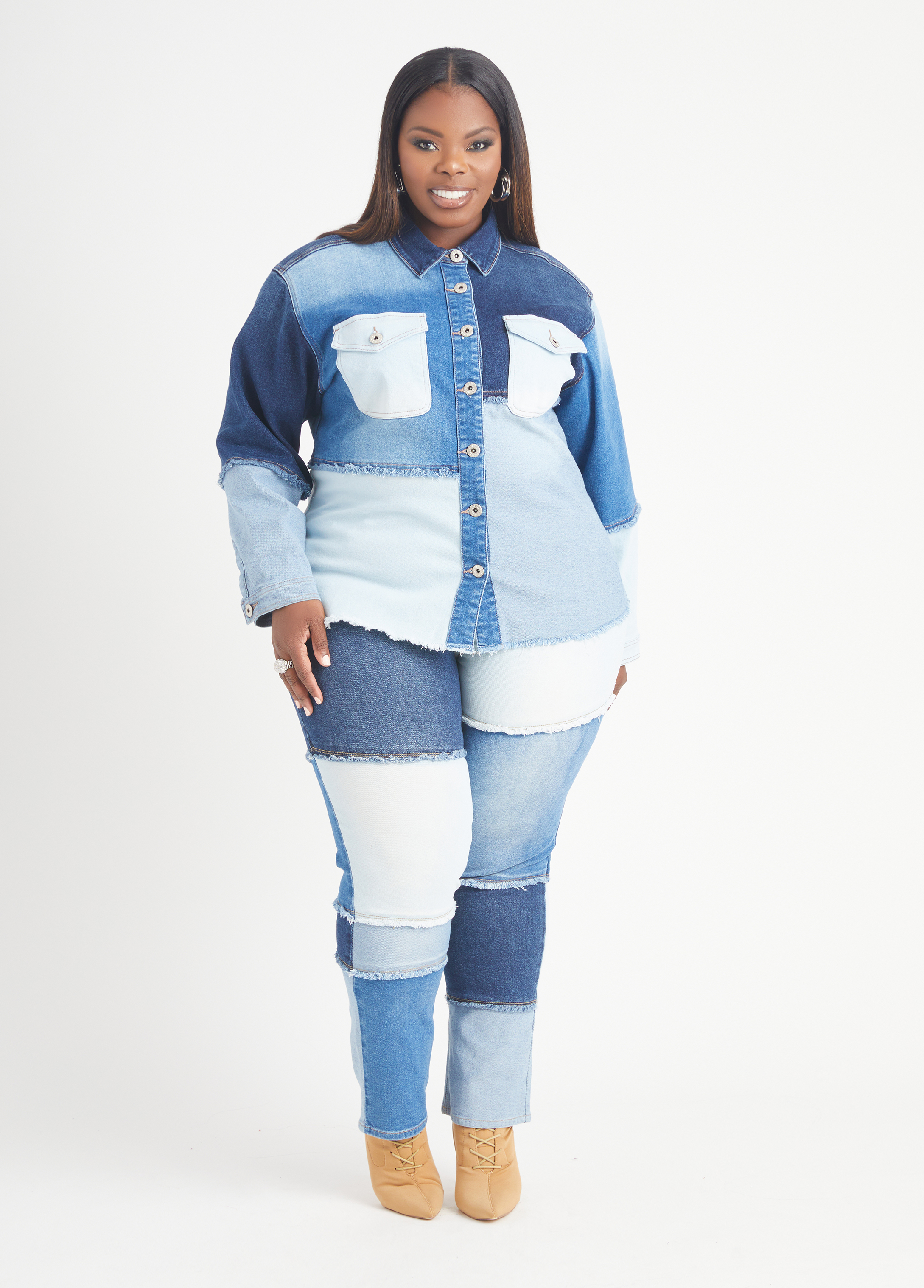 2021 Womens Denim Patchwork Tracksuit Set Active Wear Fall Jackets Women,  Jeans, And Pants Fitness Outfit In Plus Size Y0625 From Mengqiqi04, $17.31
