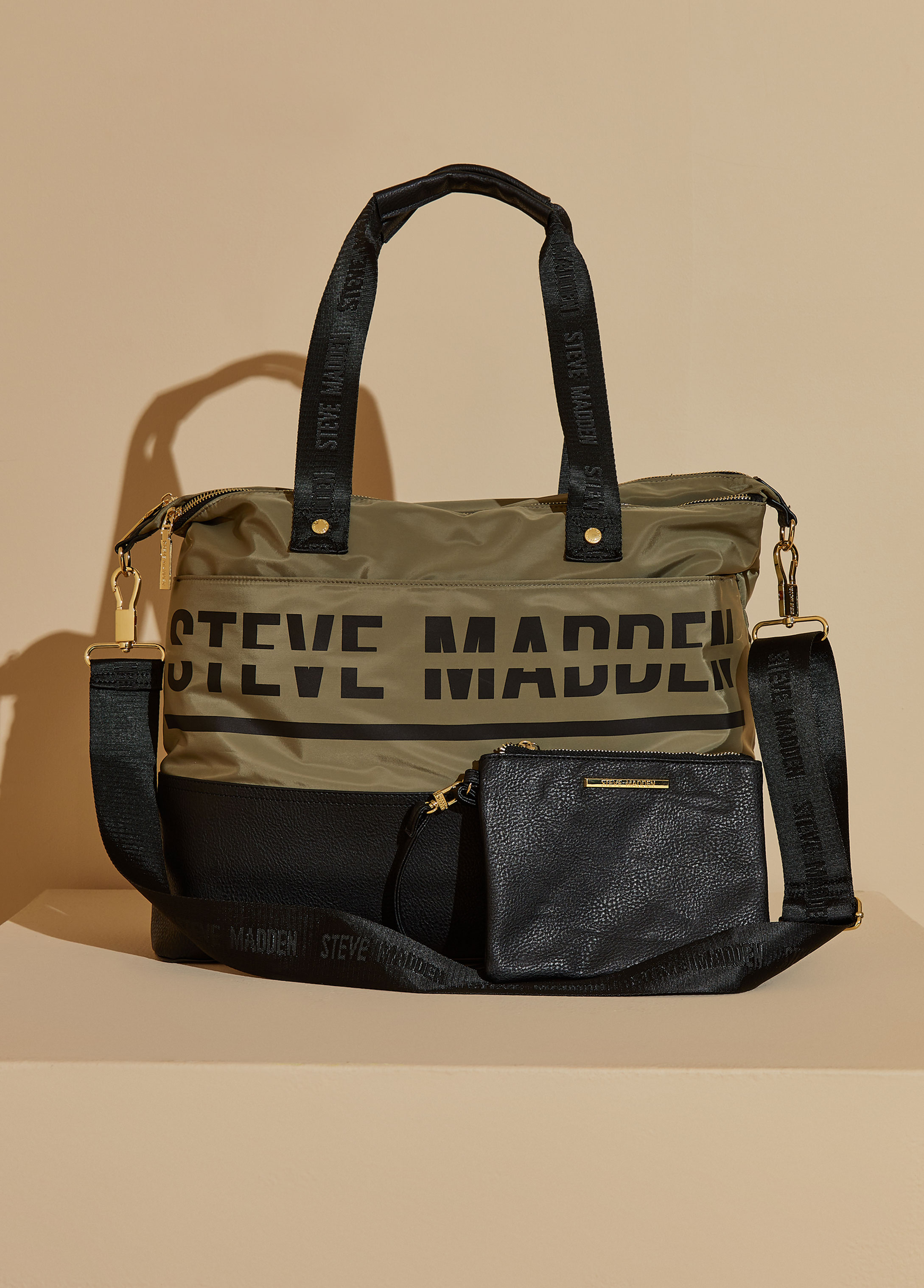 Steve Madden, Bags, Large Black Steve Madden Tote Bag W Gold Chains