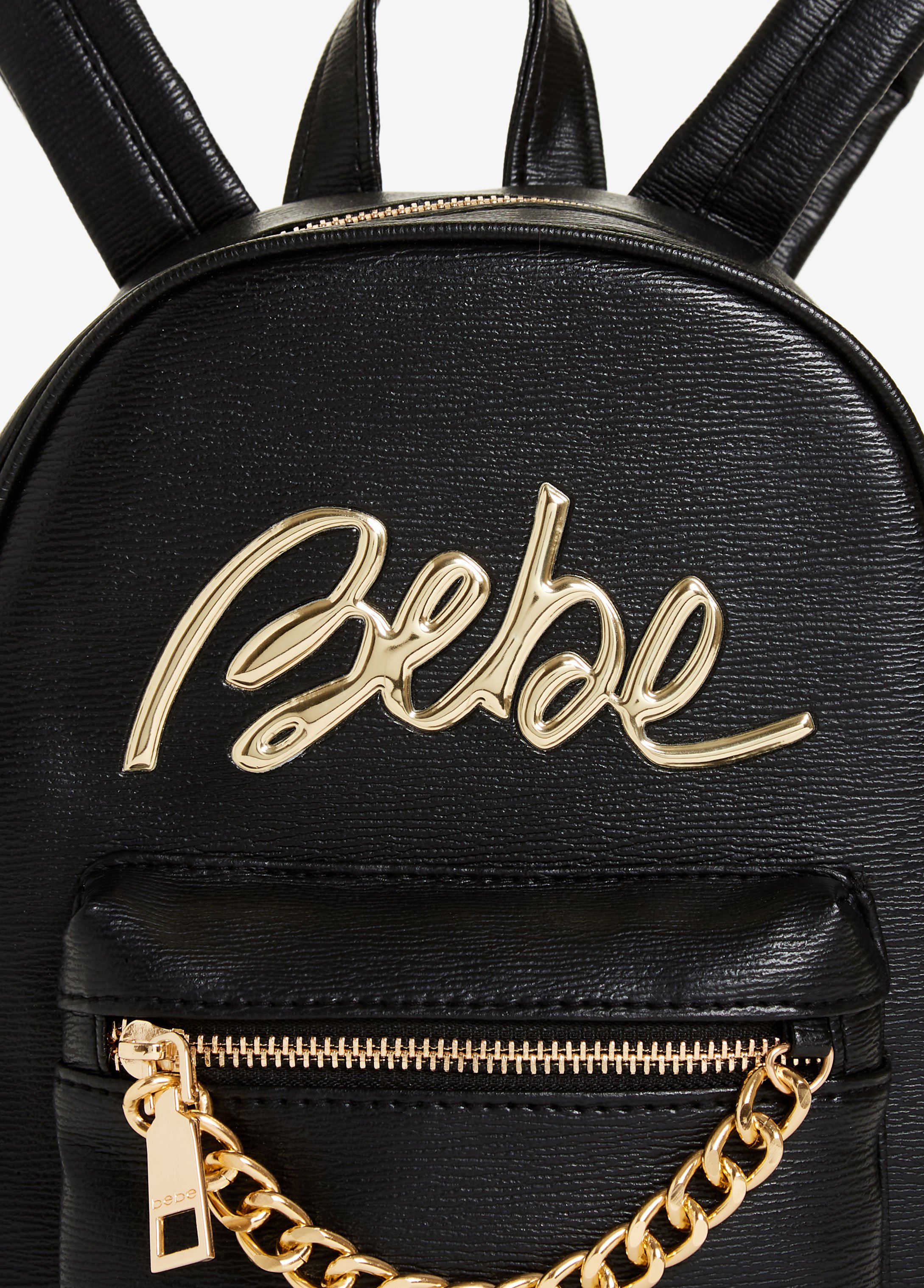 Trendy Designer Bebe Maxine Chic Faux Leather Logo Backpack