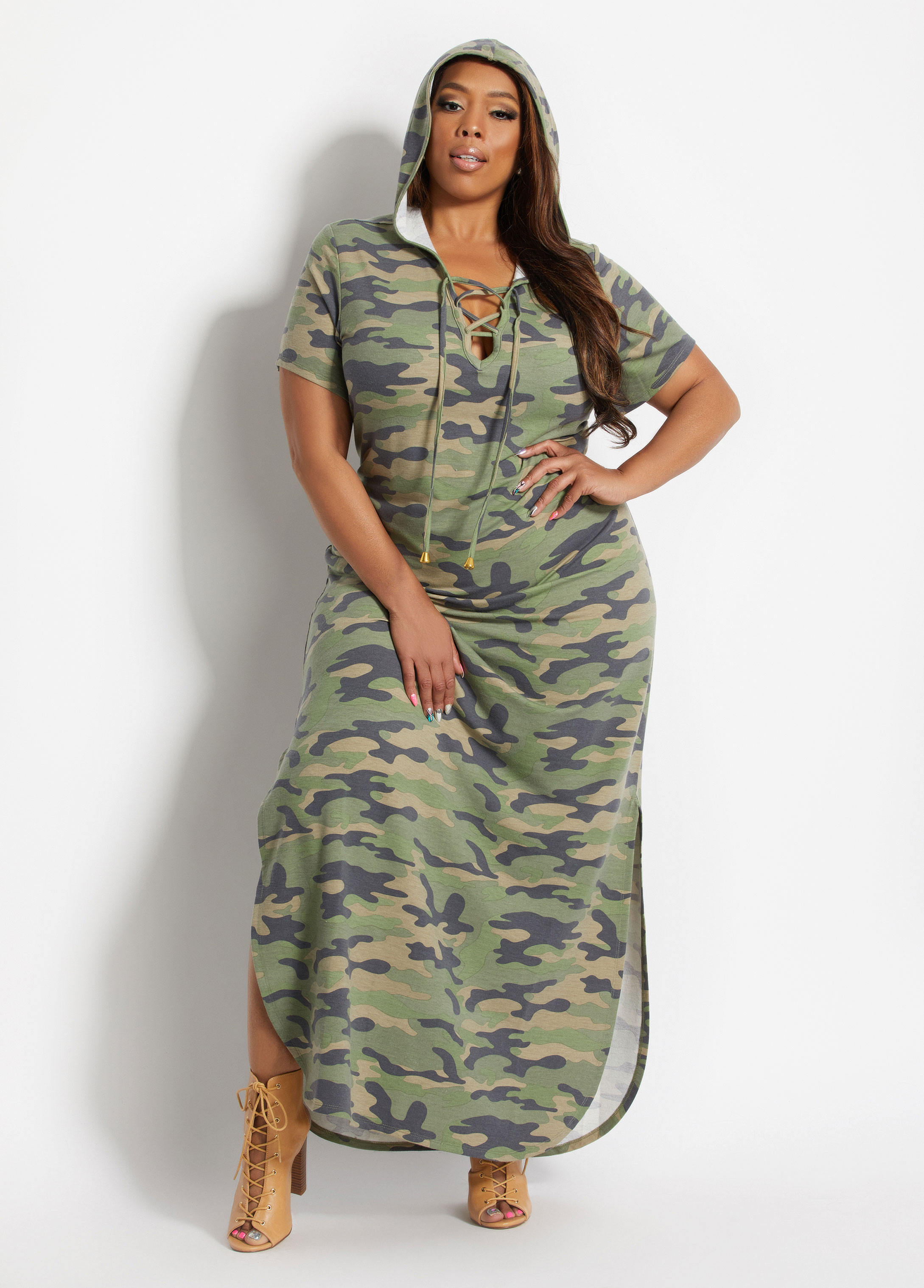 Camouflage maxi dress top plus size