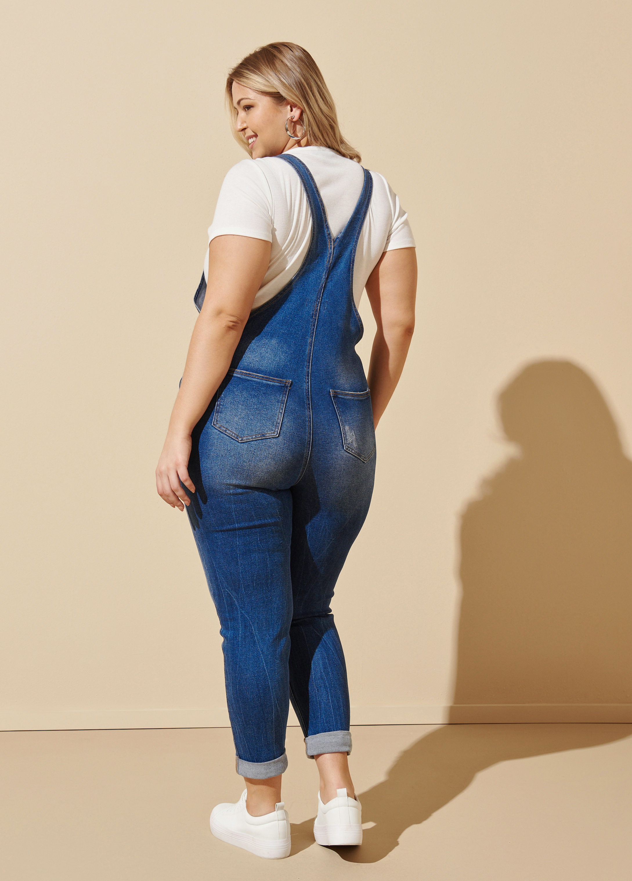 Plus Size Overalls Denim Stretchy Distressed Jean Overall