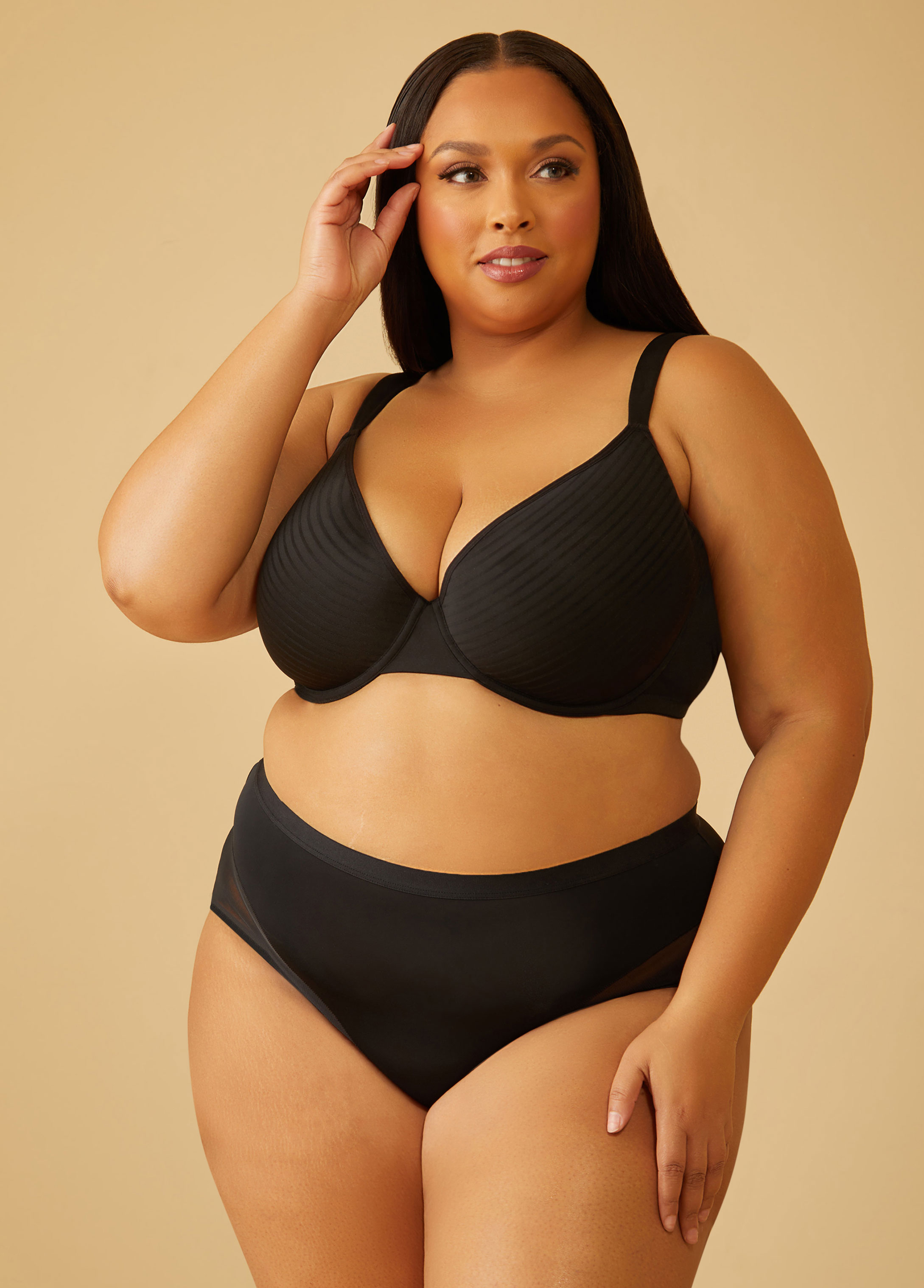 Plus Size Underwire Spacer Cup T-Shirt Bra, BLACK, 40D - Ashley Stewart