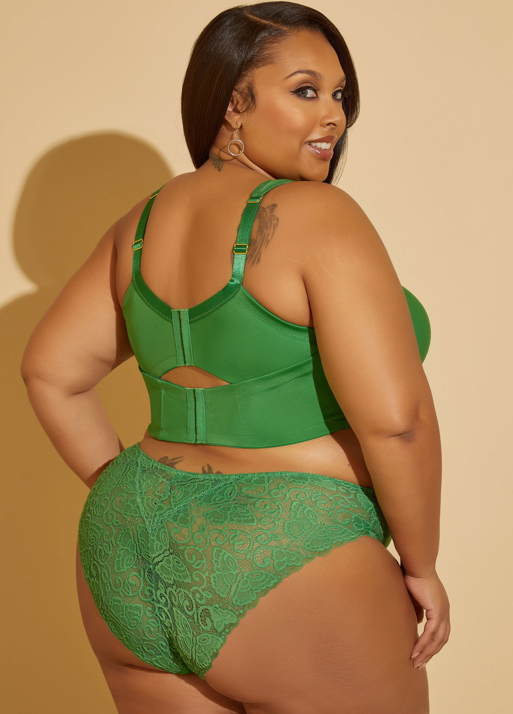 Boldiva Plus Size Sexy Padded Bra Panty Lingerie Sets 107 Green