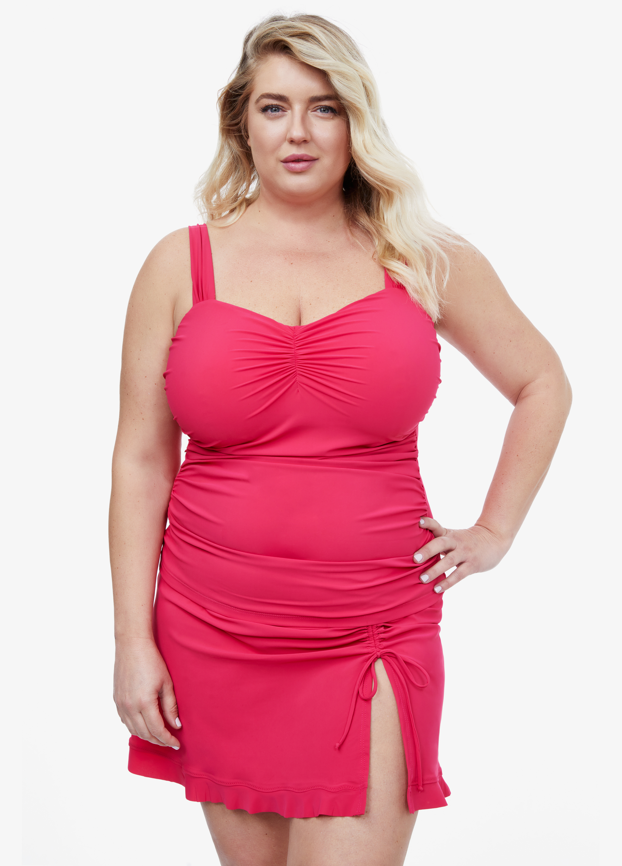 Profile By Gottex Women's Plus Tutti Frutti Shirred Side Slit