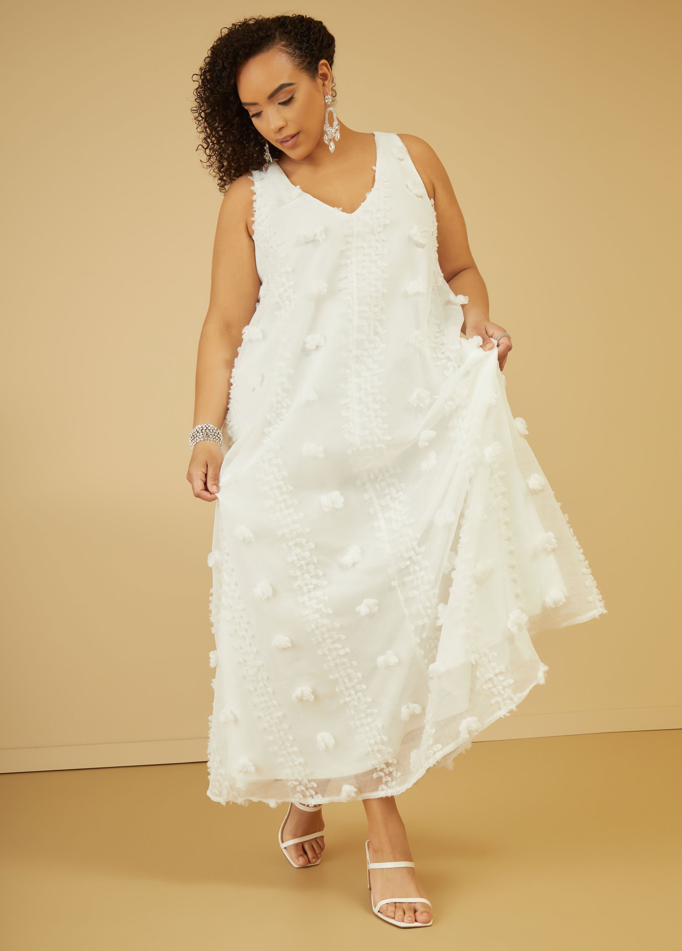 Pompom Gauze Maxi Dress