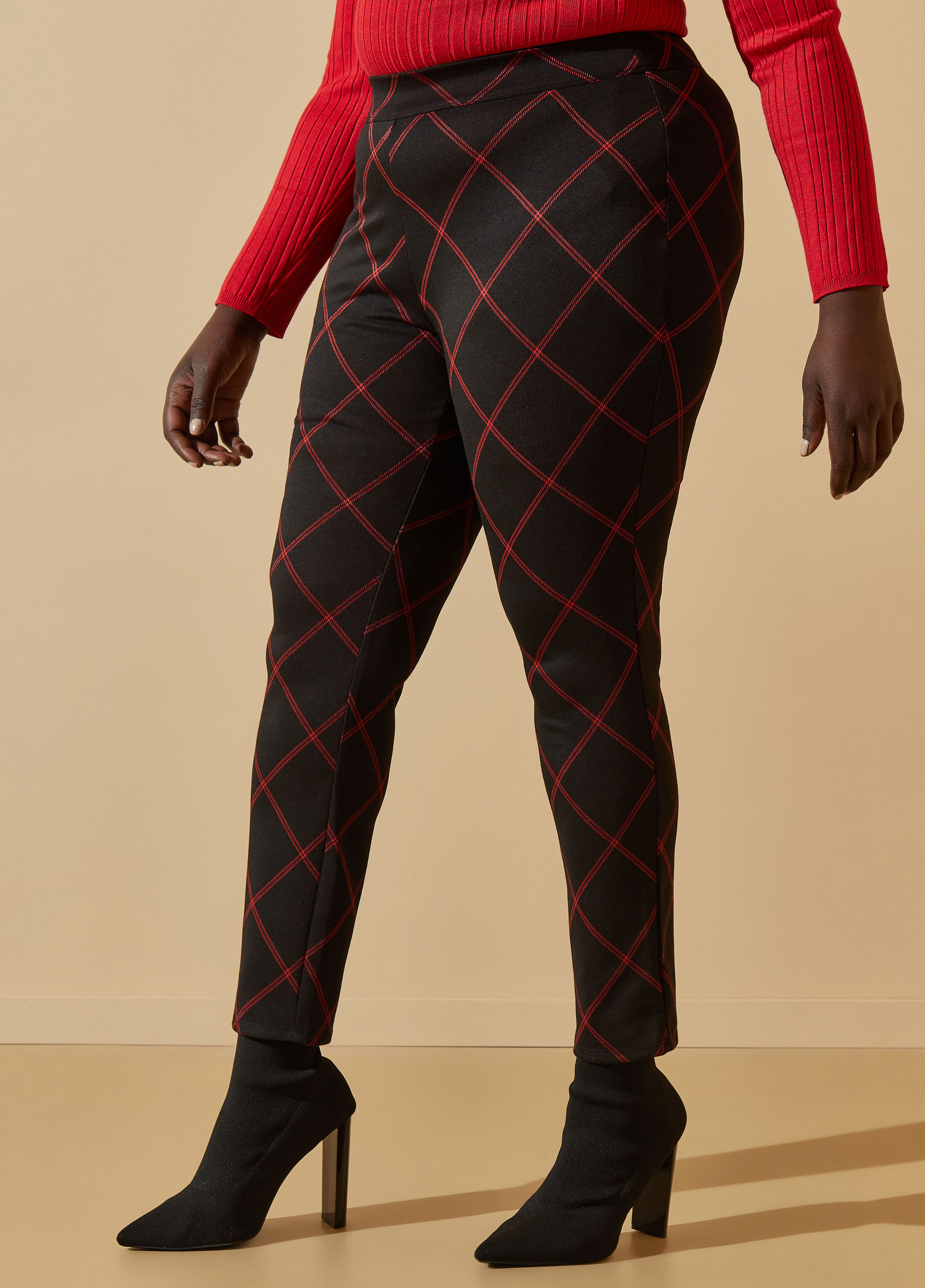Women Leggings Grid Print Exercise Fitness Leggins Elasticity Plaid Push Up  Legging Female Trousers Plus Size Pants (Color : Black White Grid, Size 