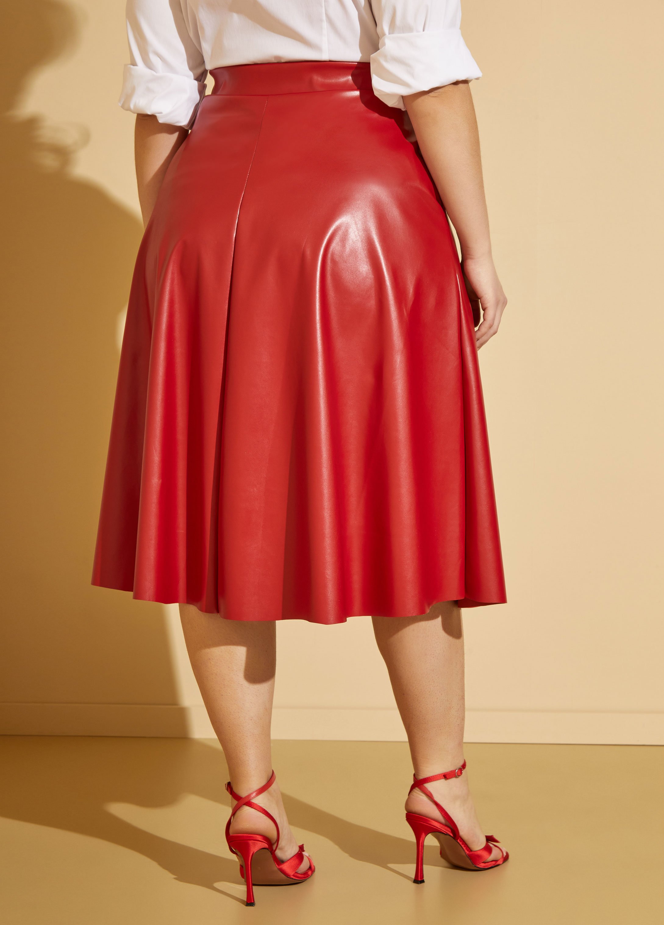 Red leather clearance a line skirt