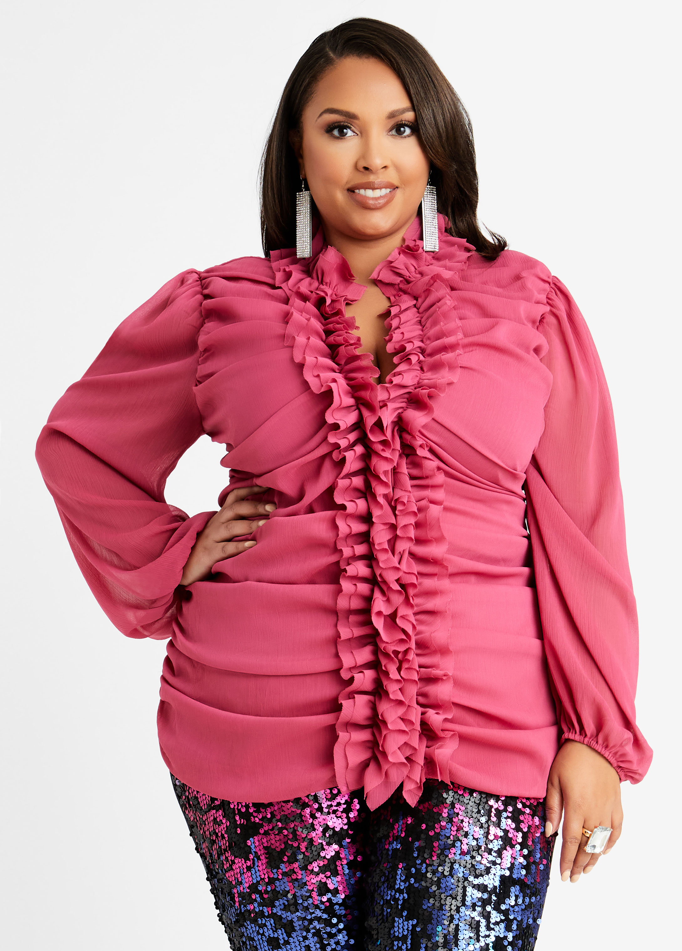 ruched tops plus size