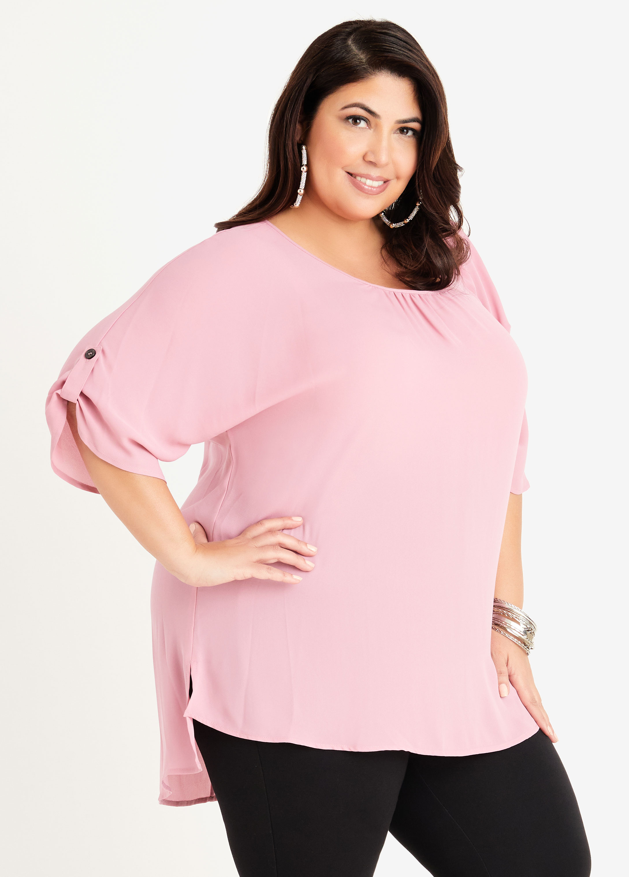 Plus Size Blouse Work Lightweight Hi Low Plus Size Shirt Plus Size Top 9162