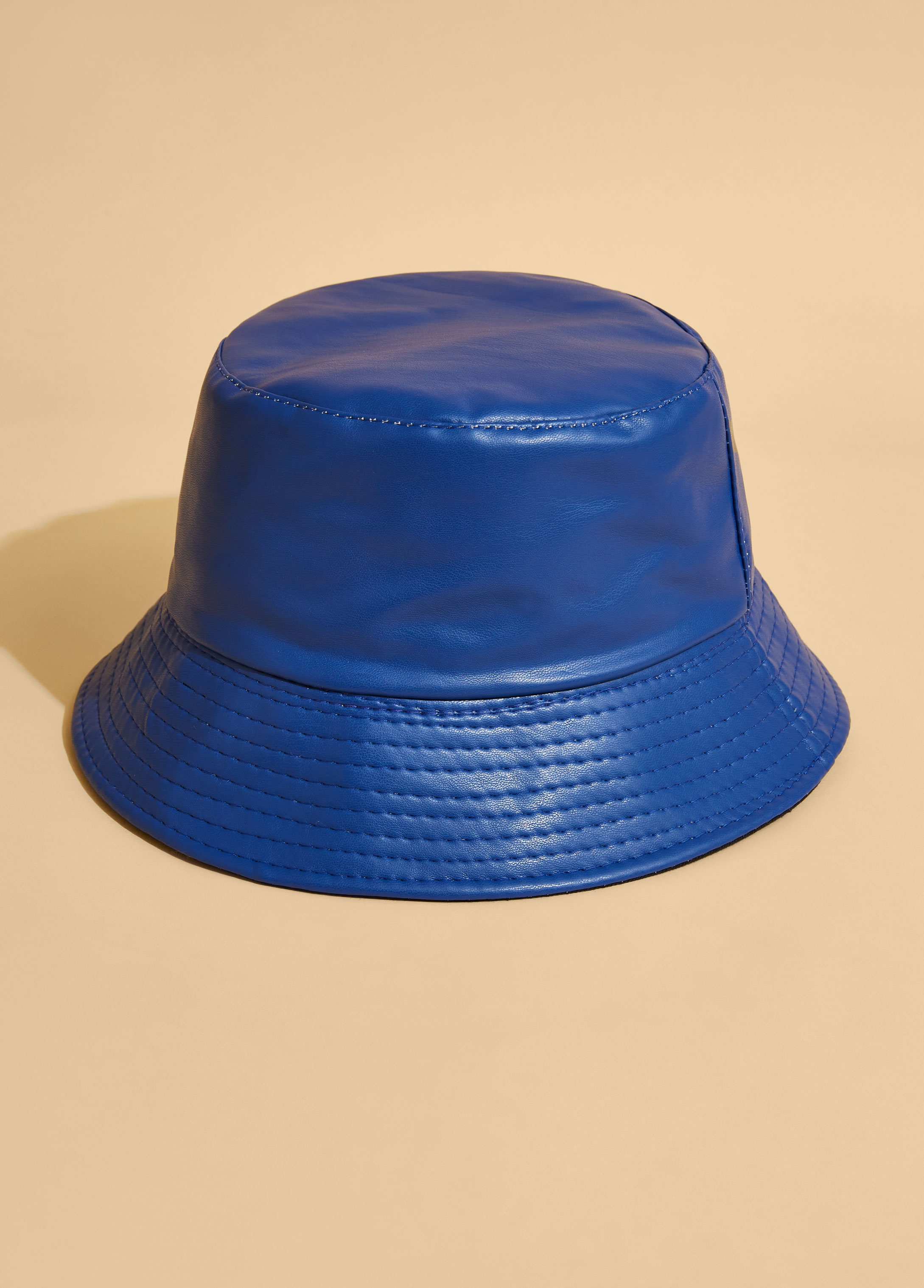 Detailed Faux Leather Bucket Hat