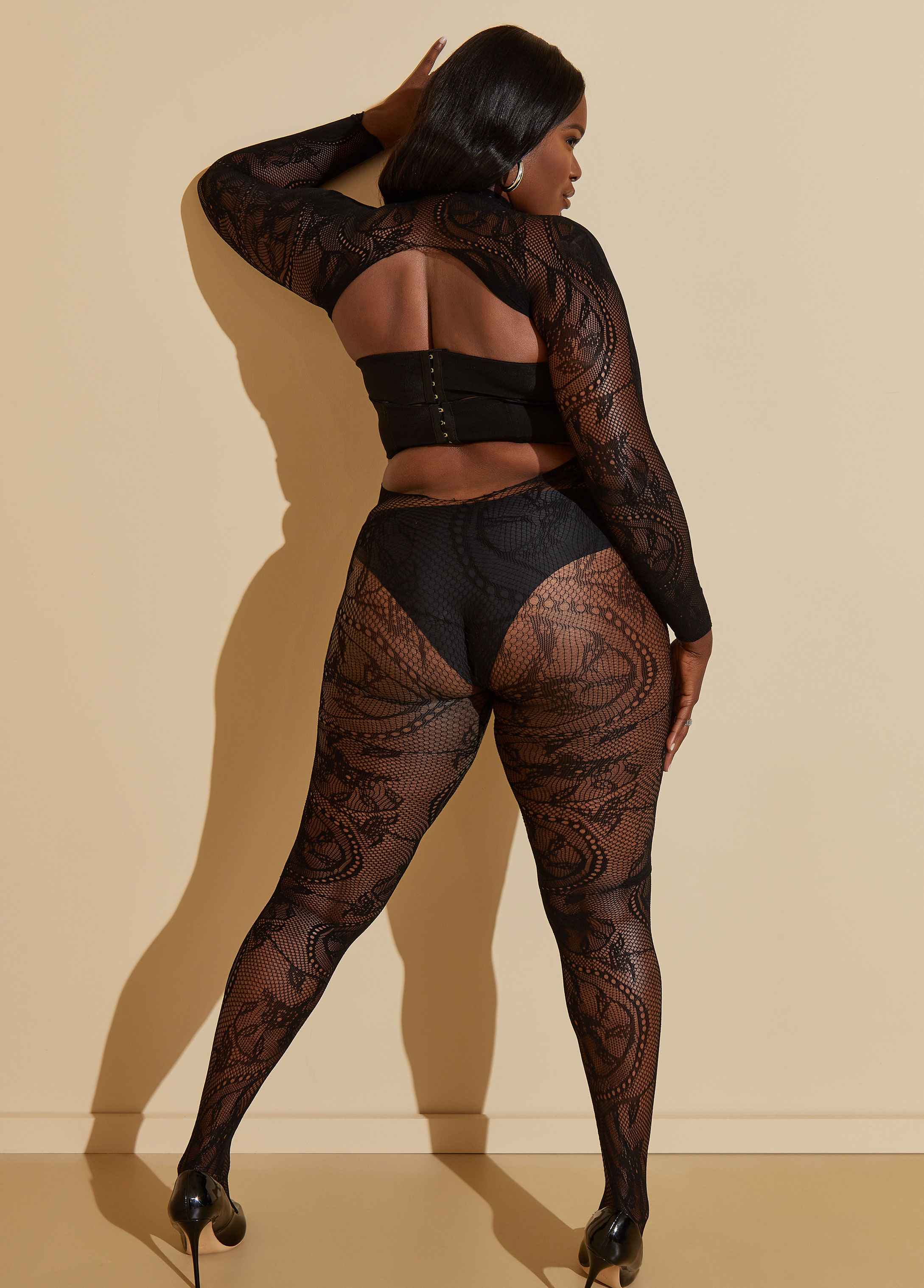 Allure midnight black body suit (with free stockings) - ultra sexy (a2)