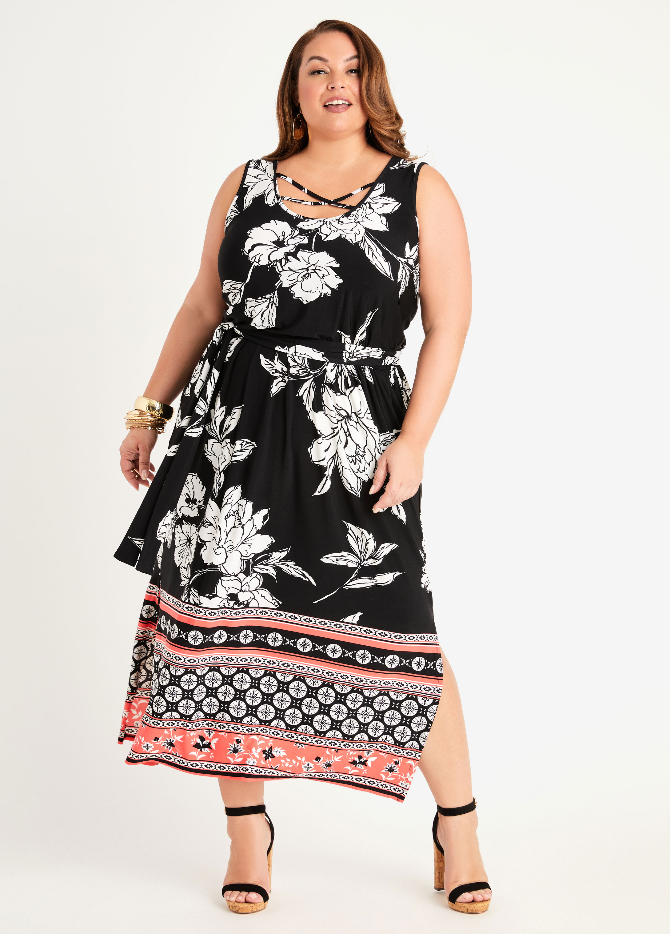 Plus Size Summer Maxi Dresses Flattering Belted Plus Size Dresses