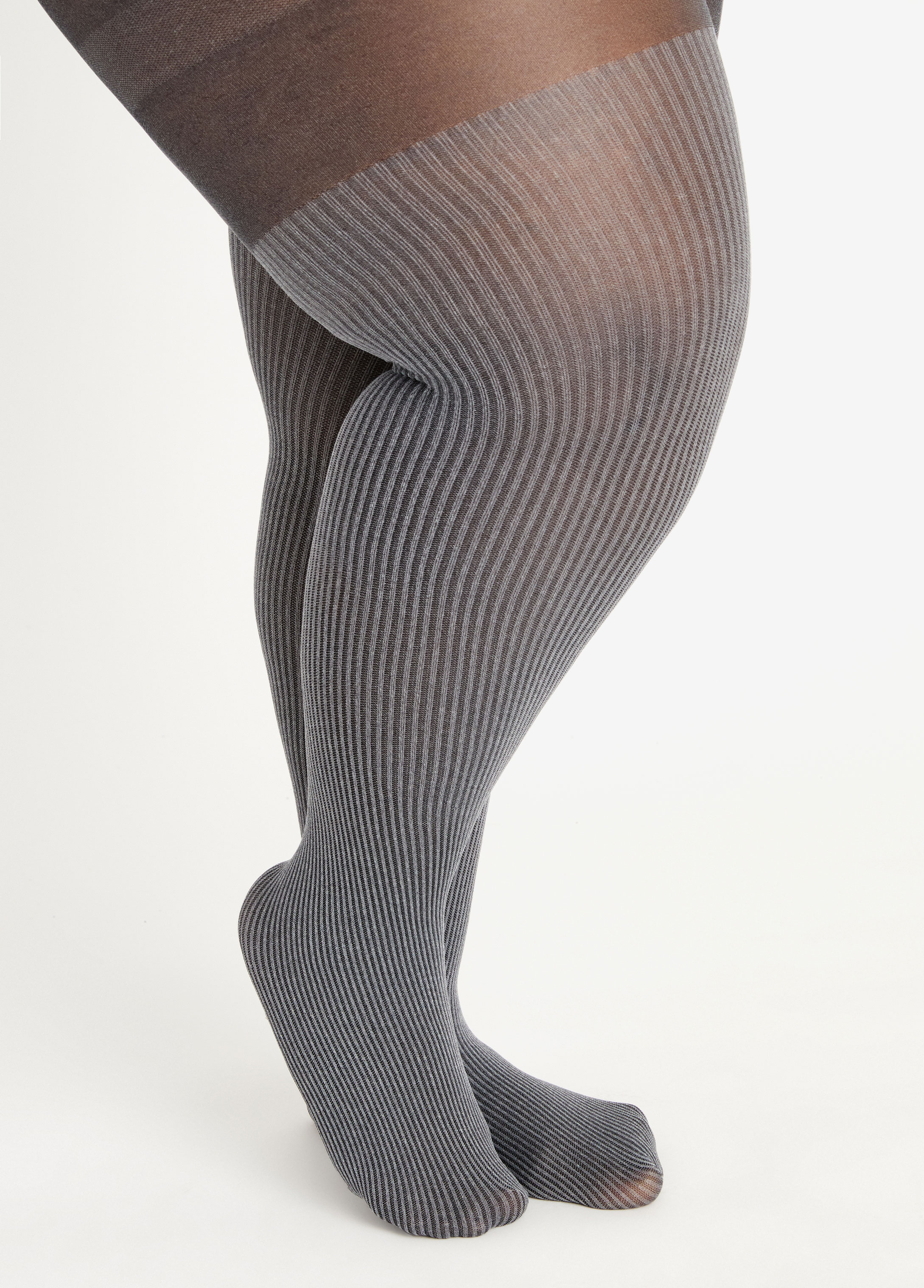 Plus Size Opaque Ribbed Tummy Control Top Slimming Shaping Tights
