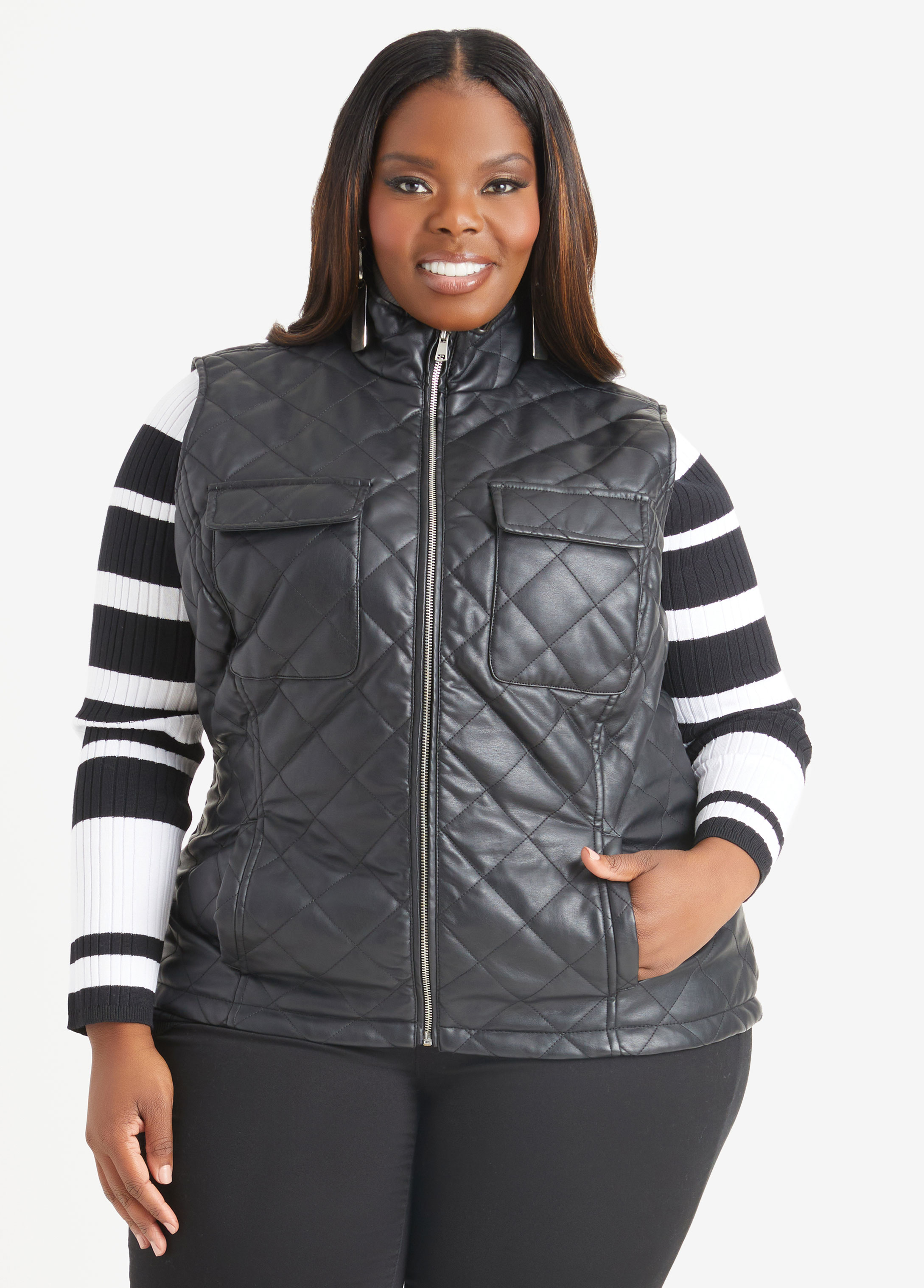 Womens leather vest 2025 plus size