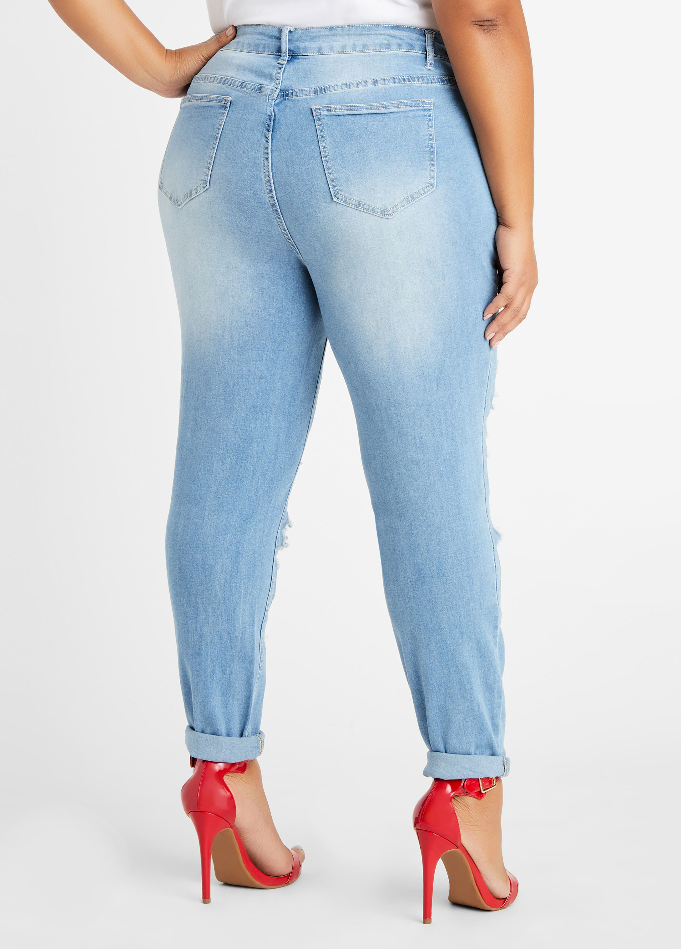 Plus Size Sequined Skinny Jeans, Blue, 3X - Ashley Stewart