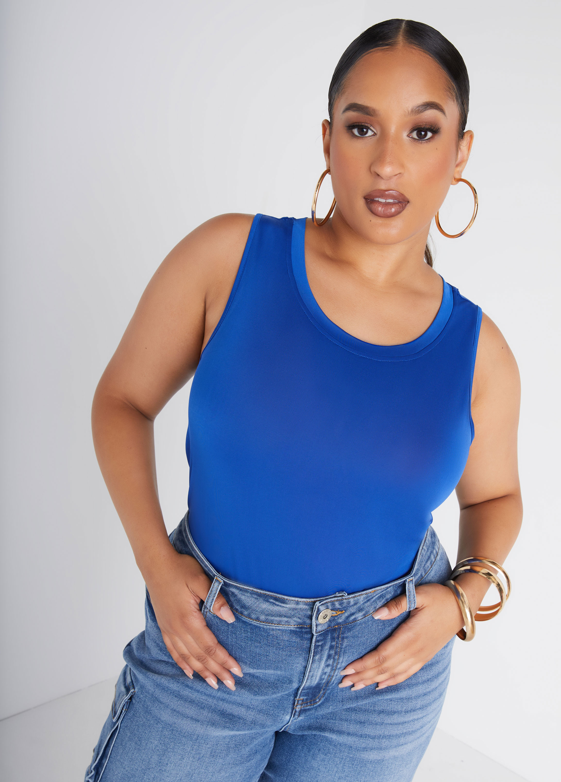 Plus Size The Basic Knit Cami Top, BLUE, 22/24 - Ashley Stewart