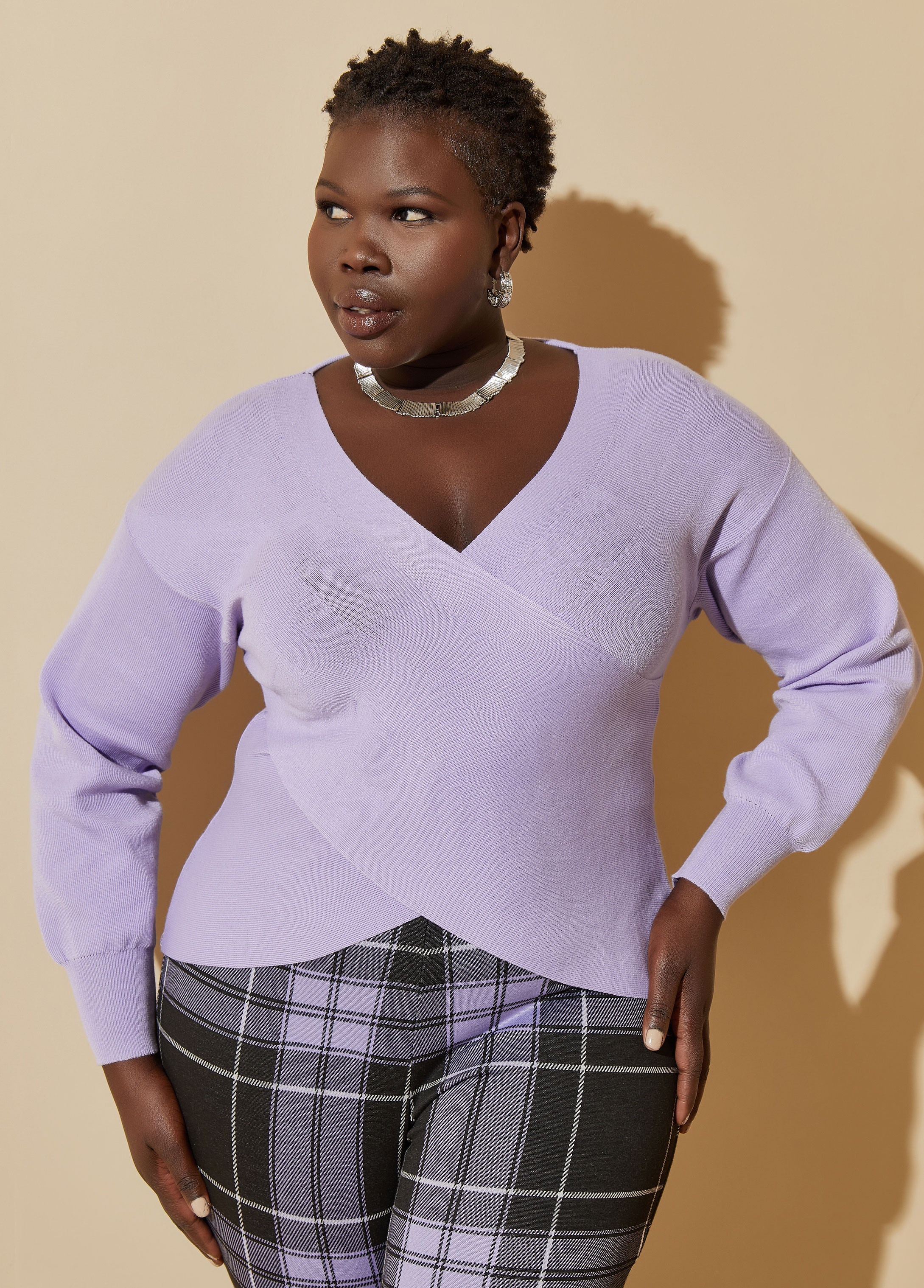 Plus Size Crisscross Sweater, , 22/24 - Ashley Stewart