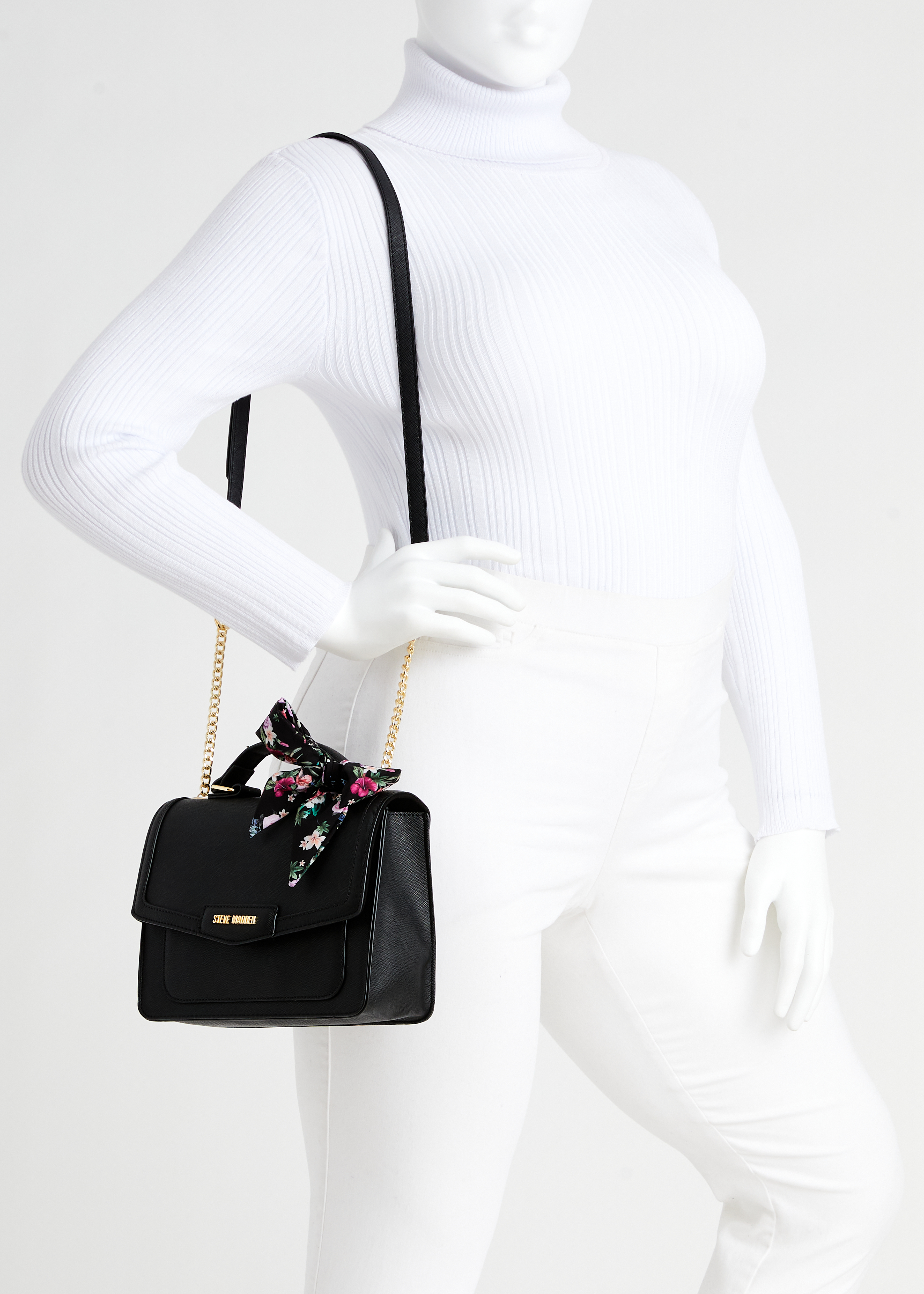 Trendy Designer Steve Madden Bevanna Crossbody Faux Leather Scarf Bag