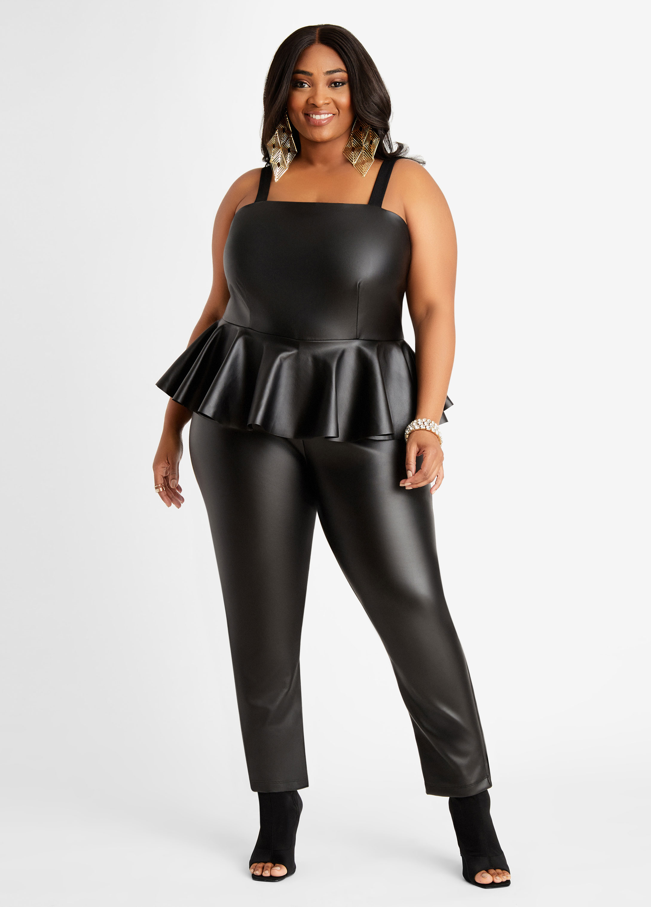 Plus size clearance peplum jumpsuit