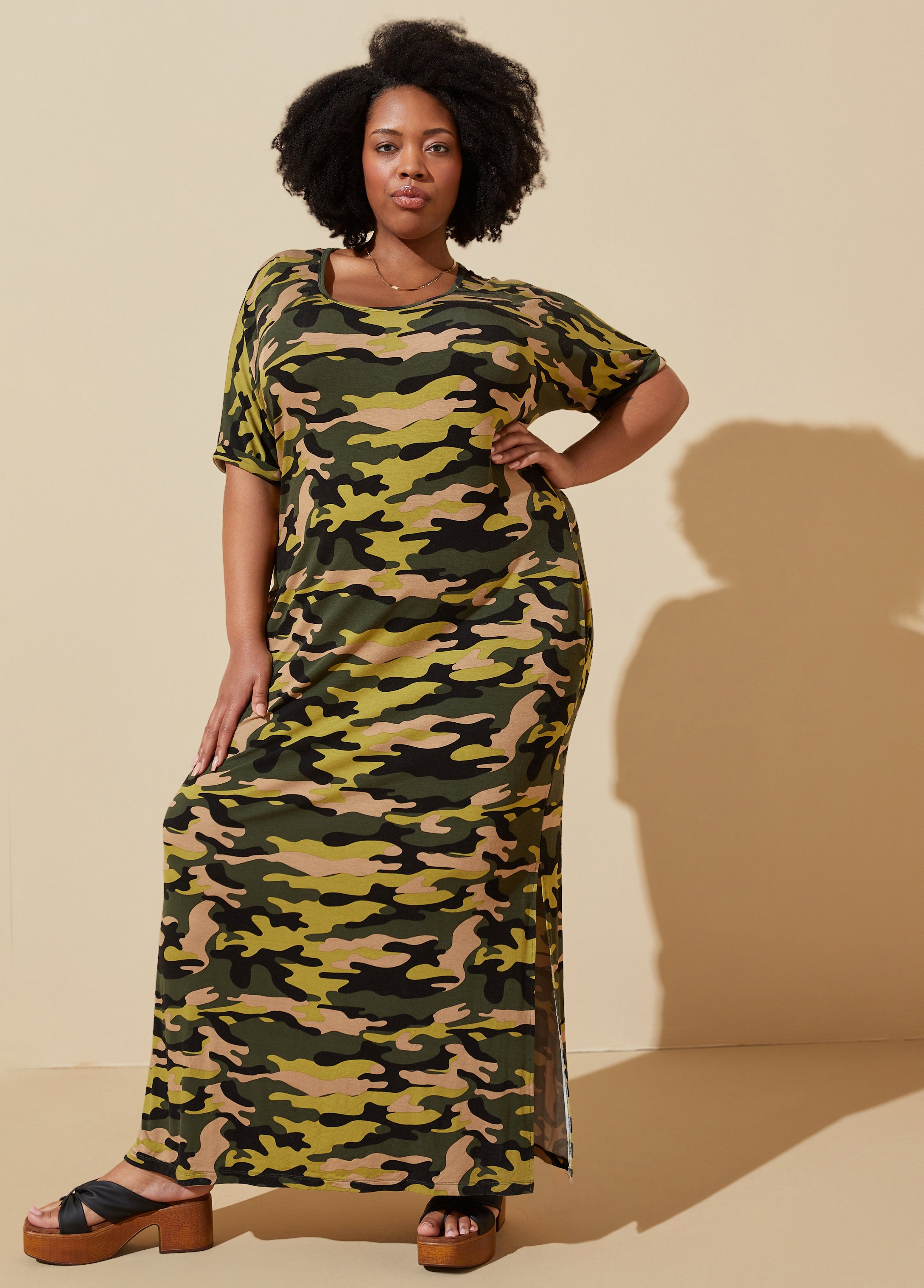 Plus size hotsell camo maxi dress