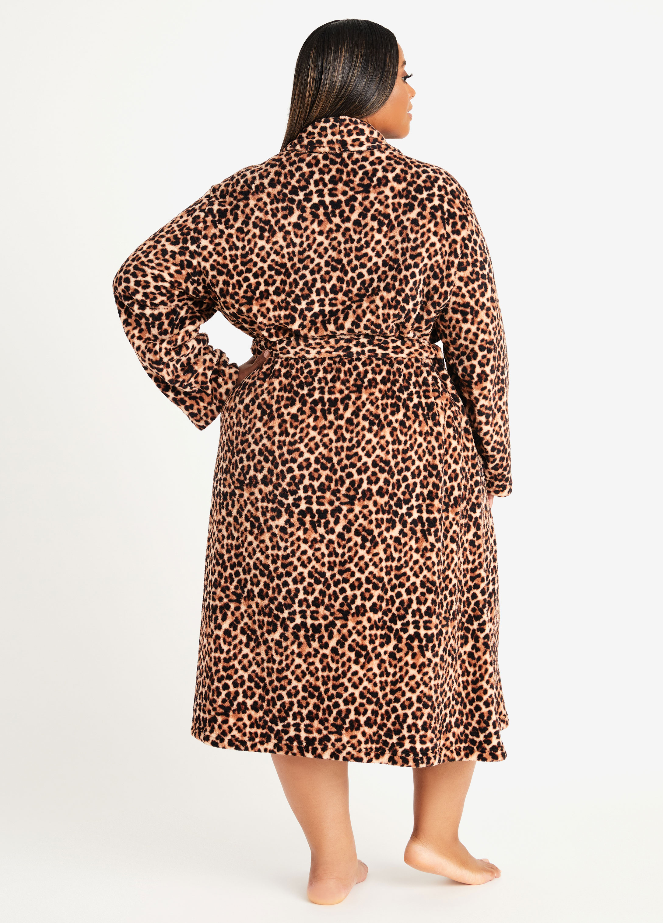 Shiraleah Lelo Leopard Print Robe, Grey S/M