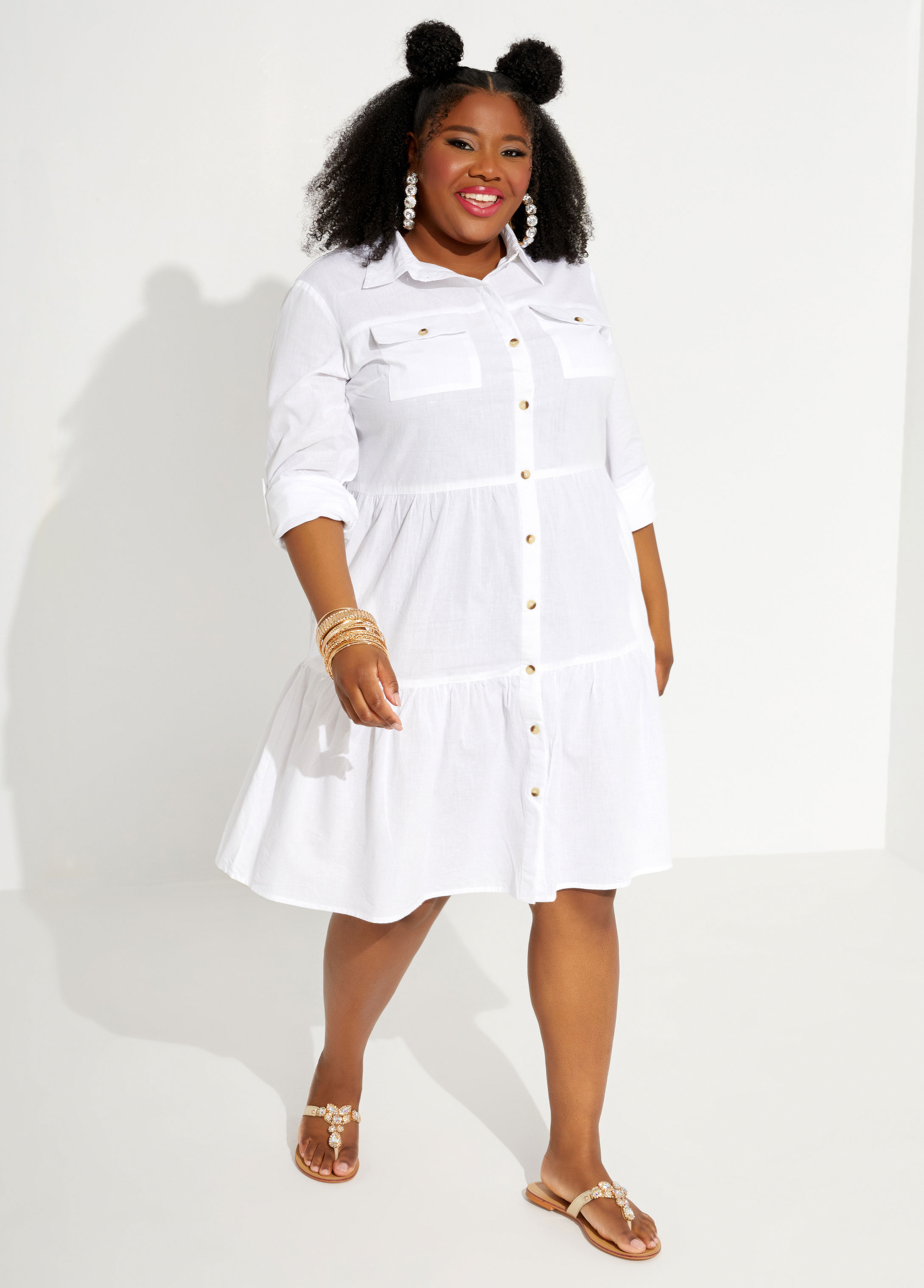 Plus Size Dress Cotton Poplin Plus Size Shirtdress Dress