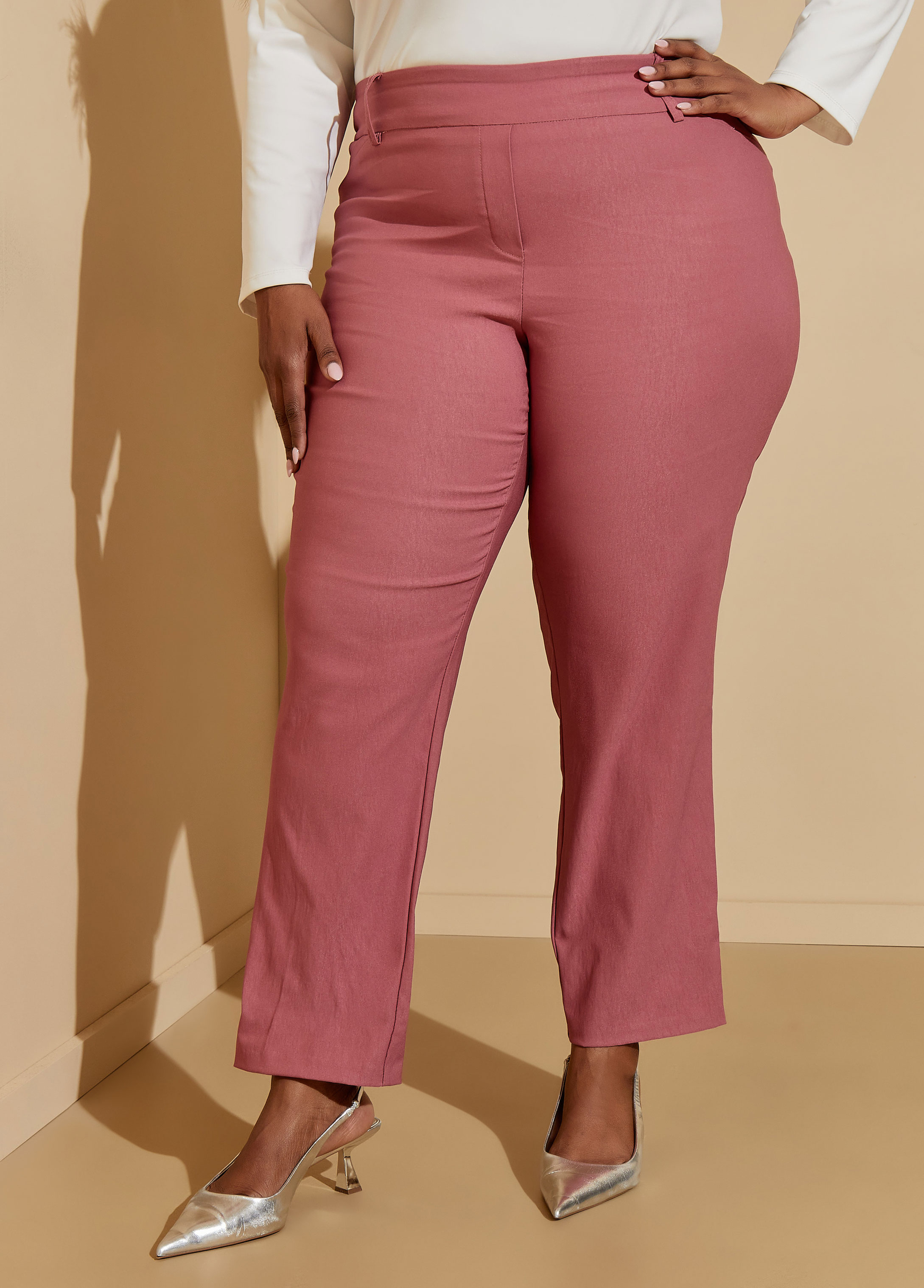 On 34th Plus Size Solid Double-Weave Ankle Pants, Created for