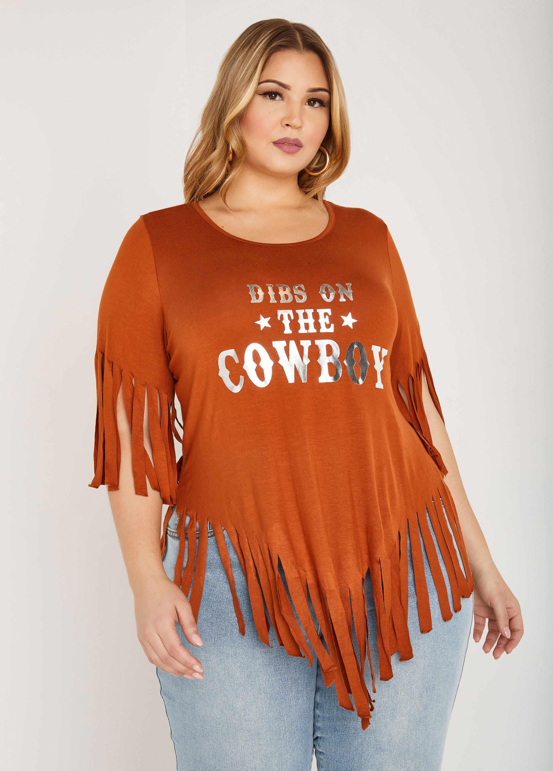 Plus Size Cowboy Fringed Graphic Tee, , 26/28 - Ashley Stewart