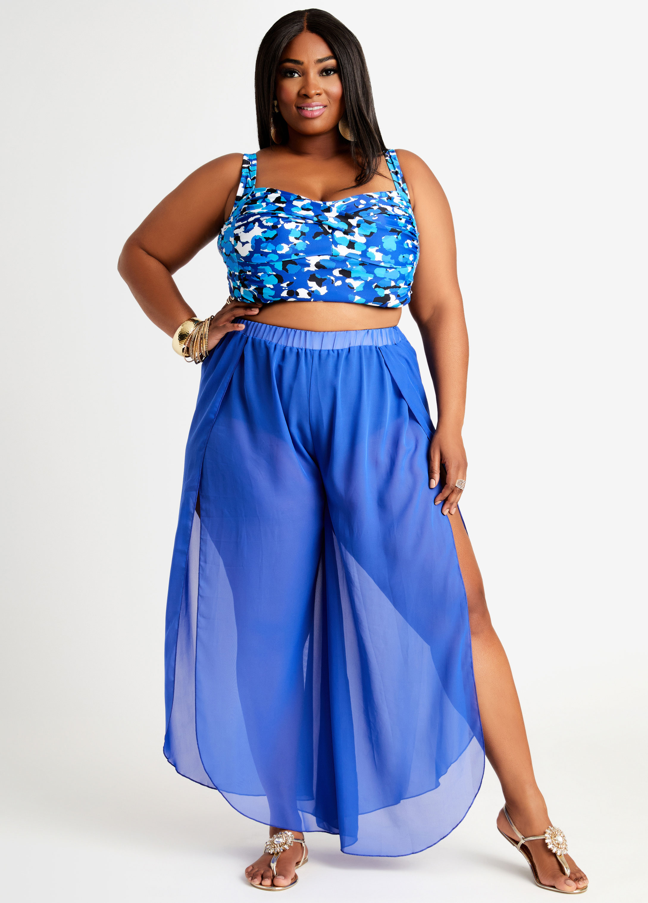 Plus size sheer cover up pants online