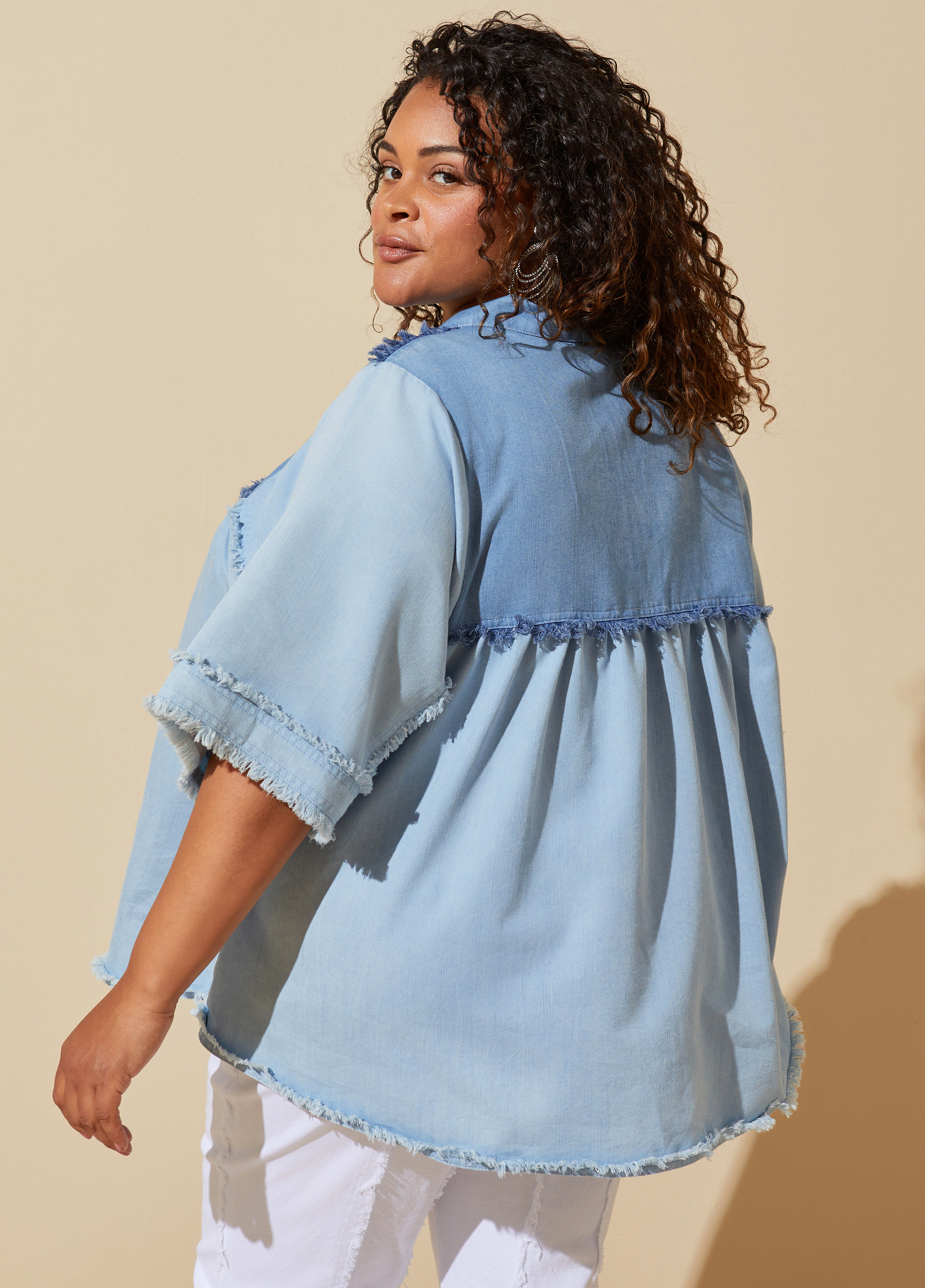 Two Tone Chambray Swing Top