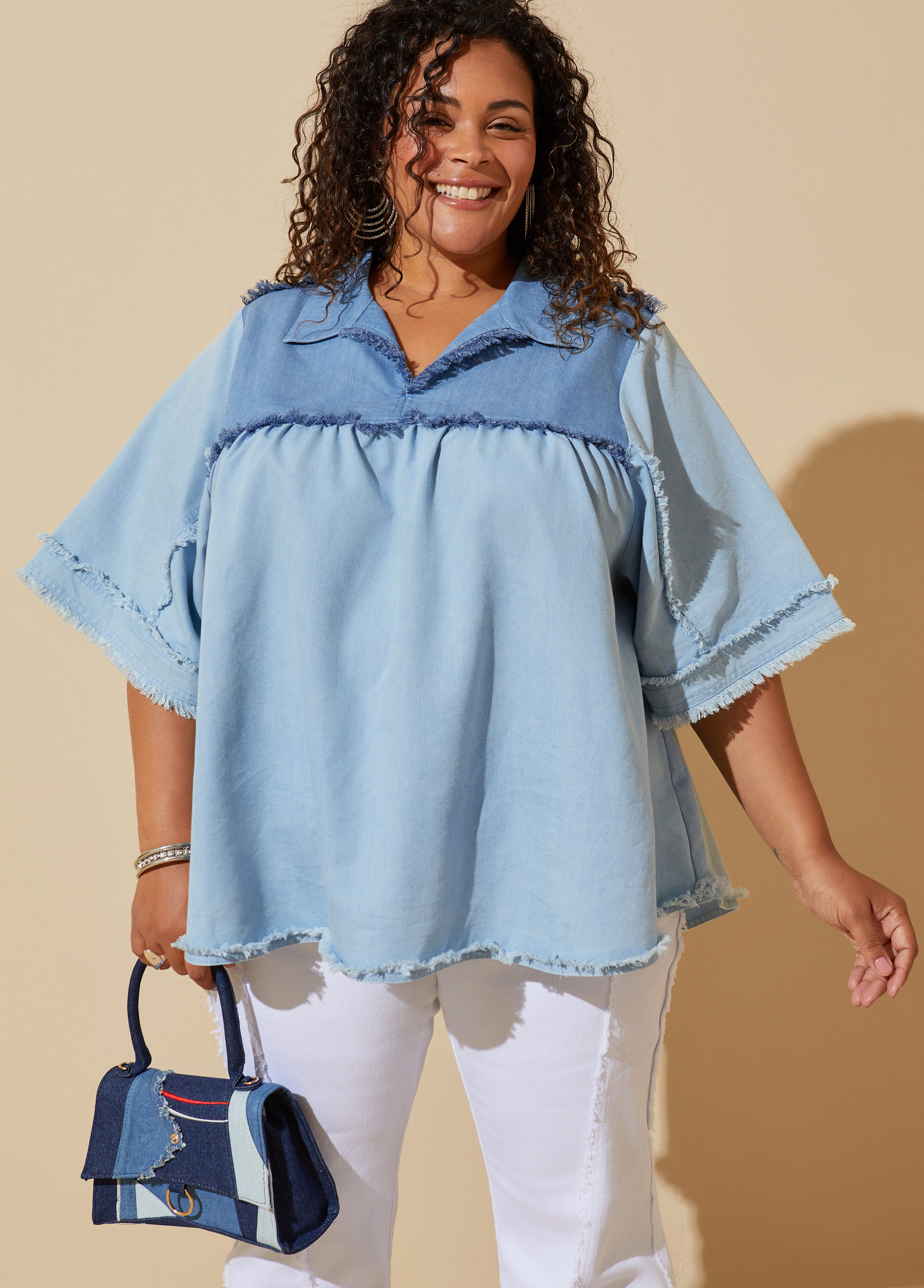 Two Tone Chambray Swing Top