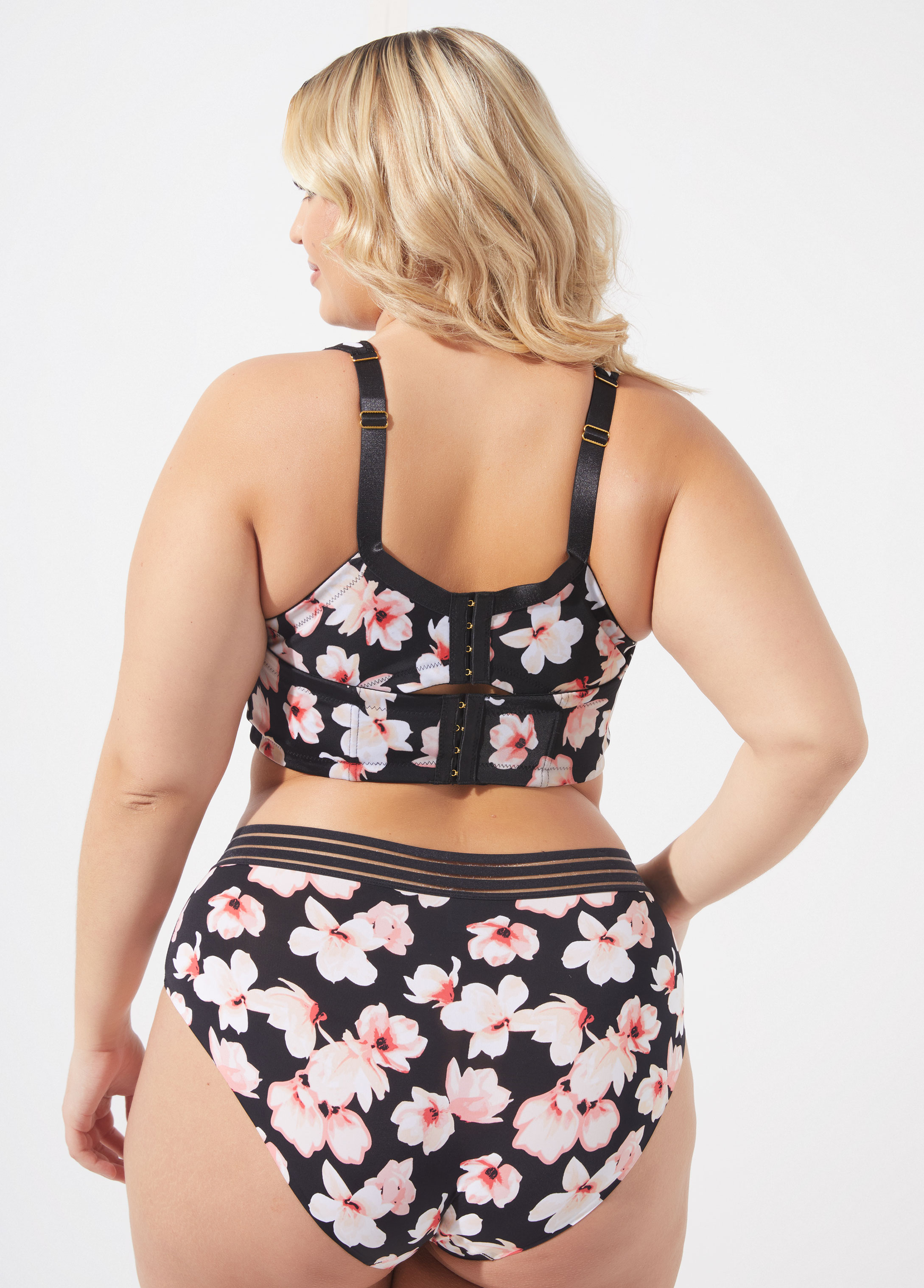 Plus Size Sexy Floral Print Underwire Full Coverage Butterfly Bra
