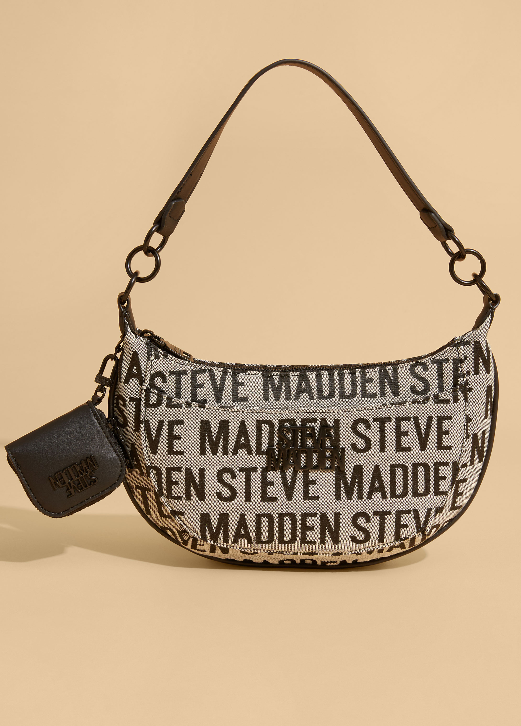 Trendy Designer Steve Madden BArmin shoulder bag logo print