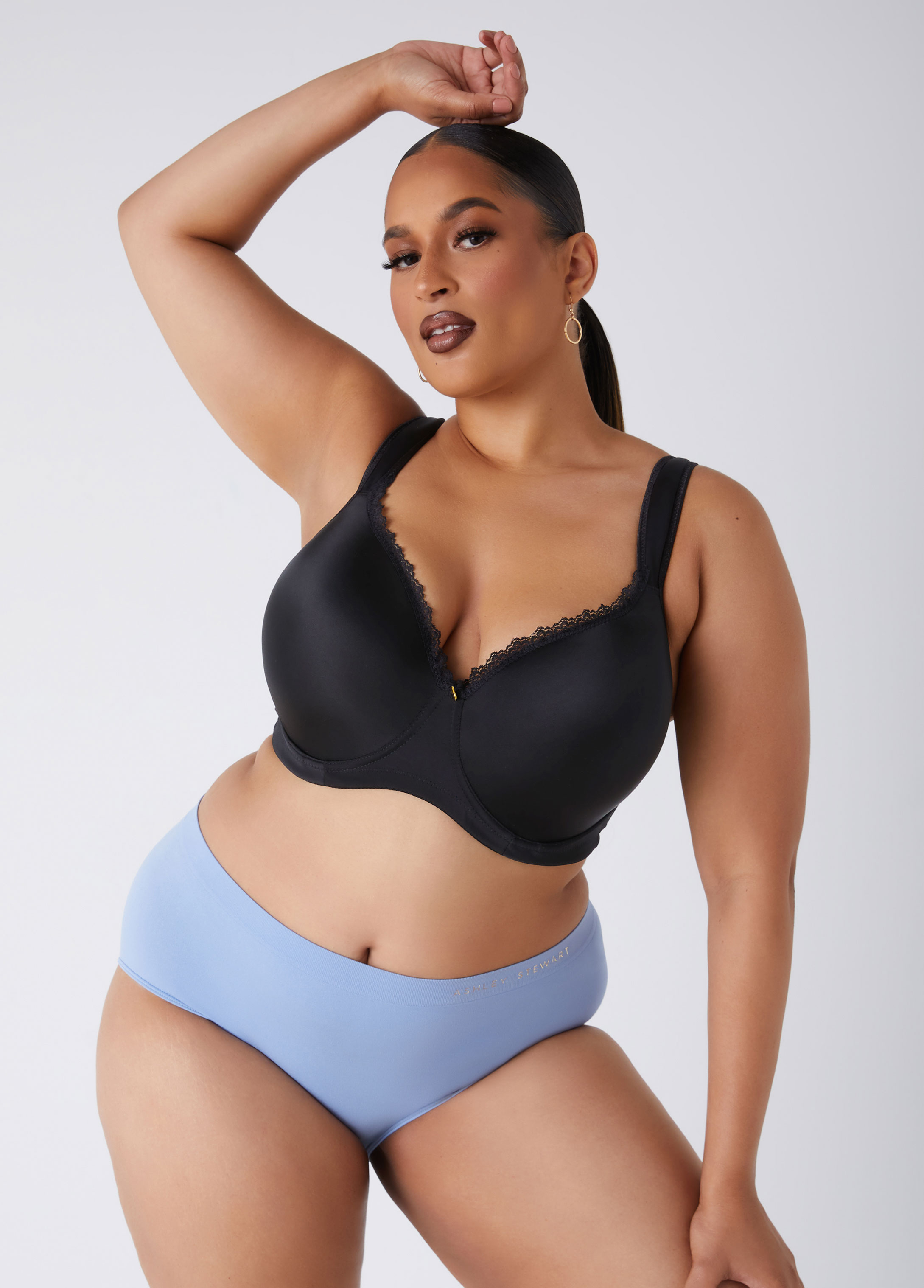 Plus Size Logo Seamless Briefs, BLUE, 12 - Ashley Stewart