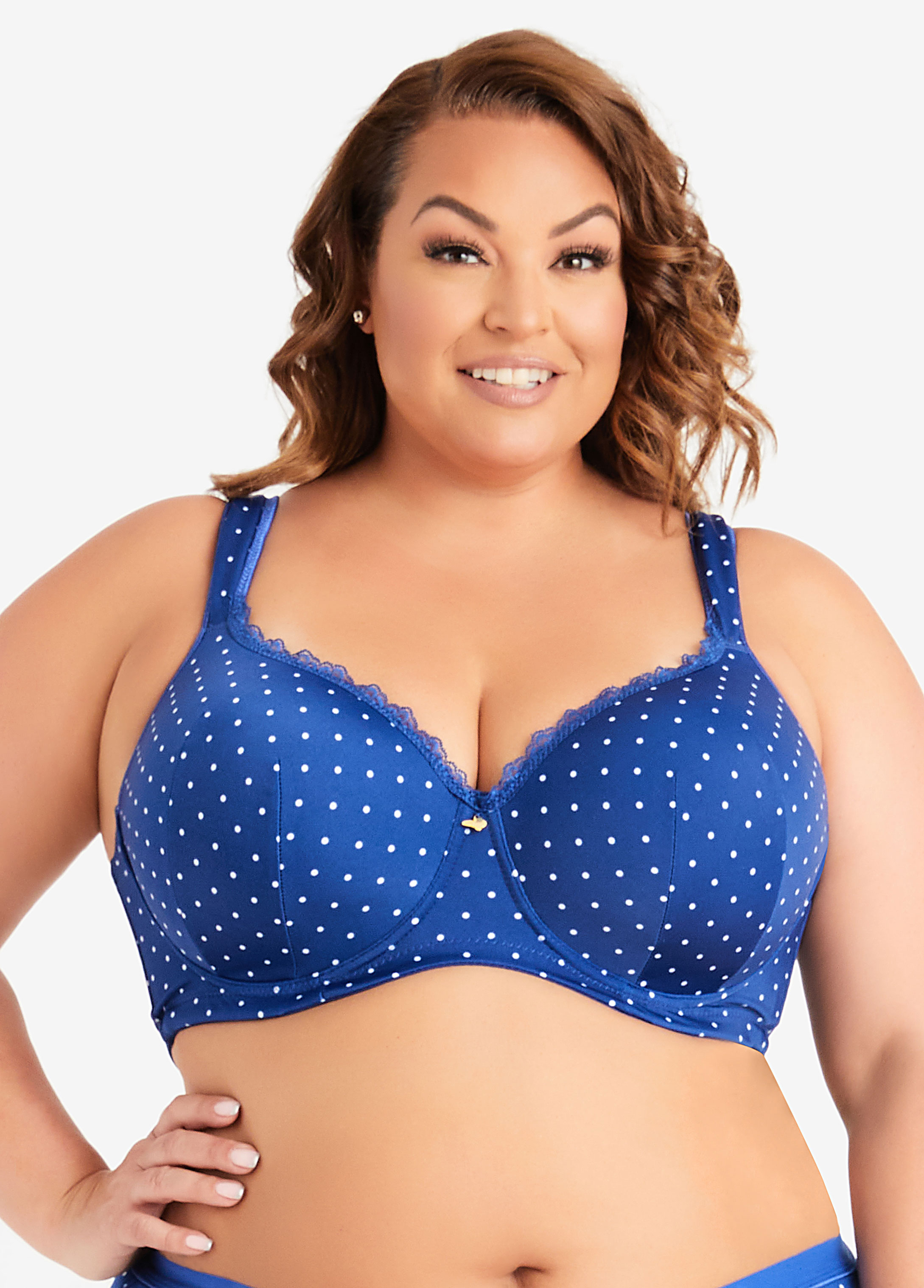 Plus Size Sexy Polka Dot Underwire Full Coverage Butterfly Bra & Panty