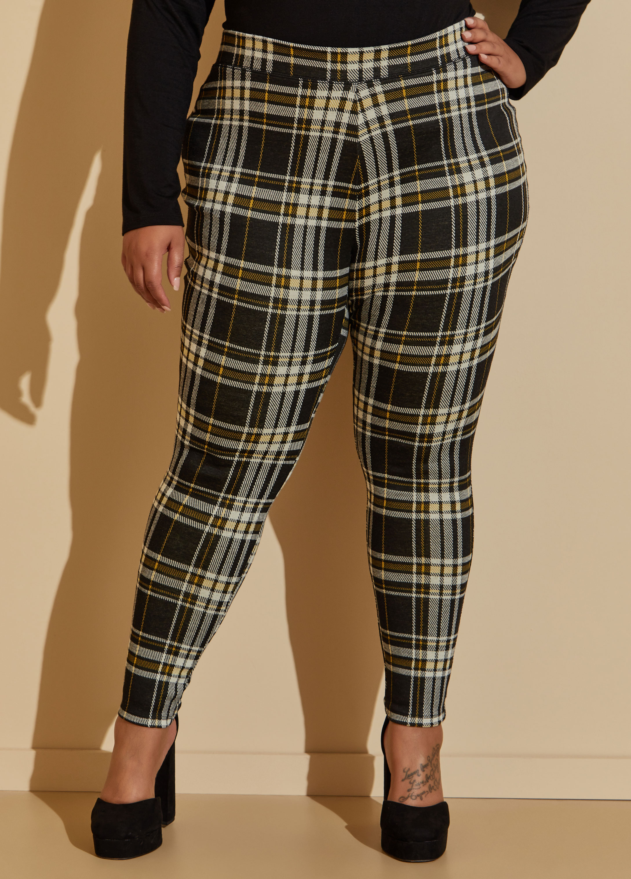 SHEIN | Pants & Jumpsuits | 2 Legging Deal Plaid Leggings Plus Size |  Poshmark