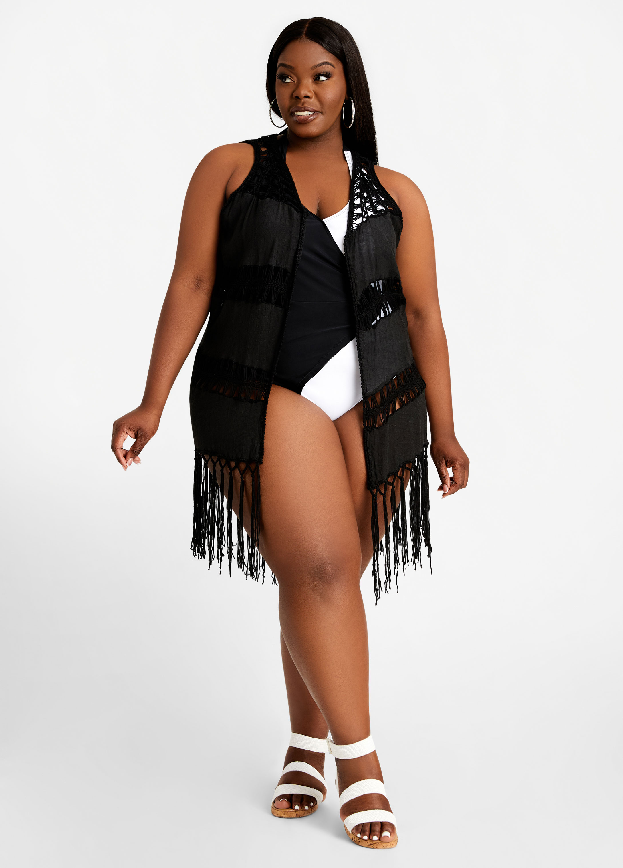 Fringe vest sale plus size