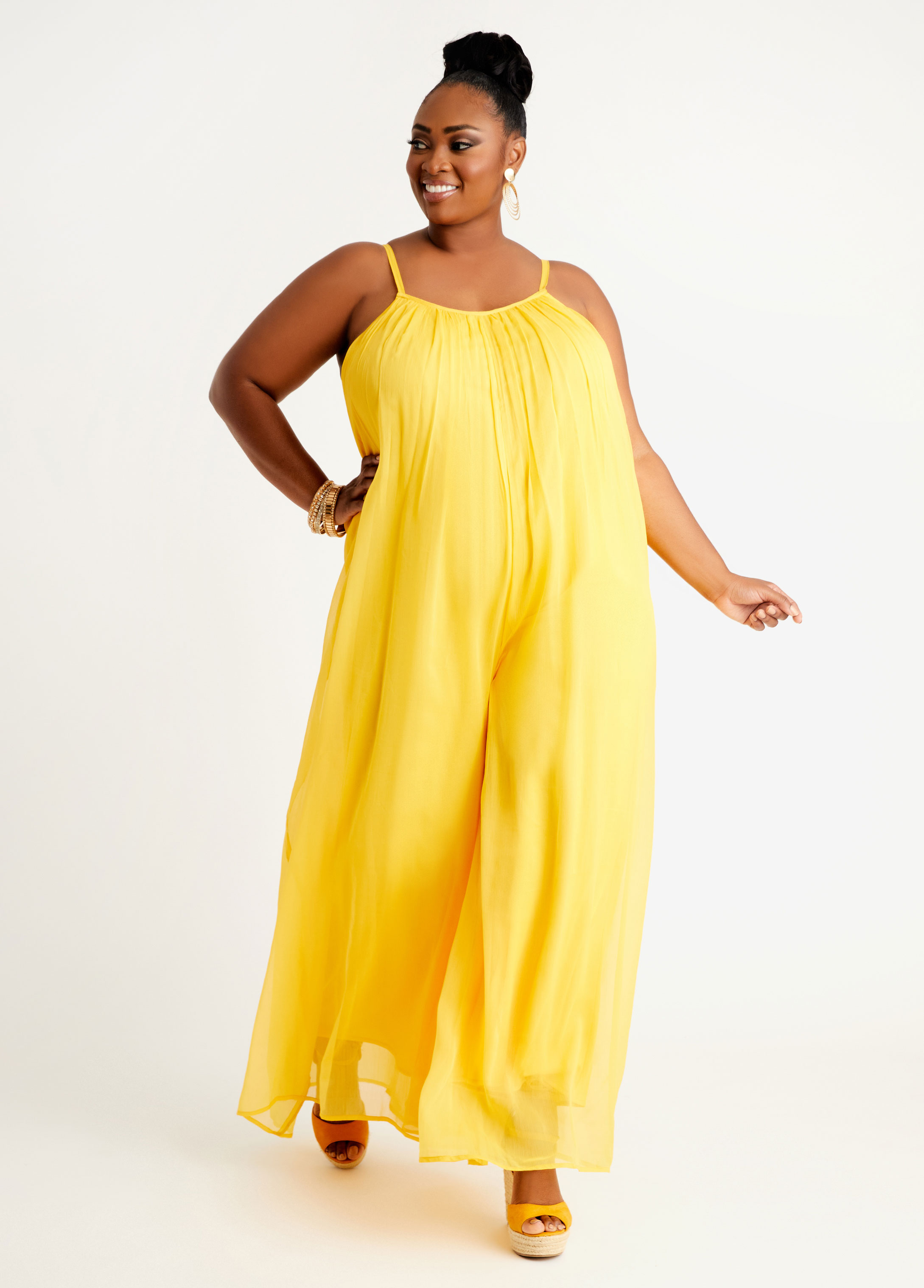 ashley stewart gold jumpsuit