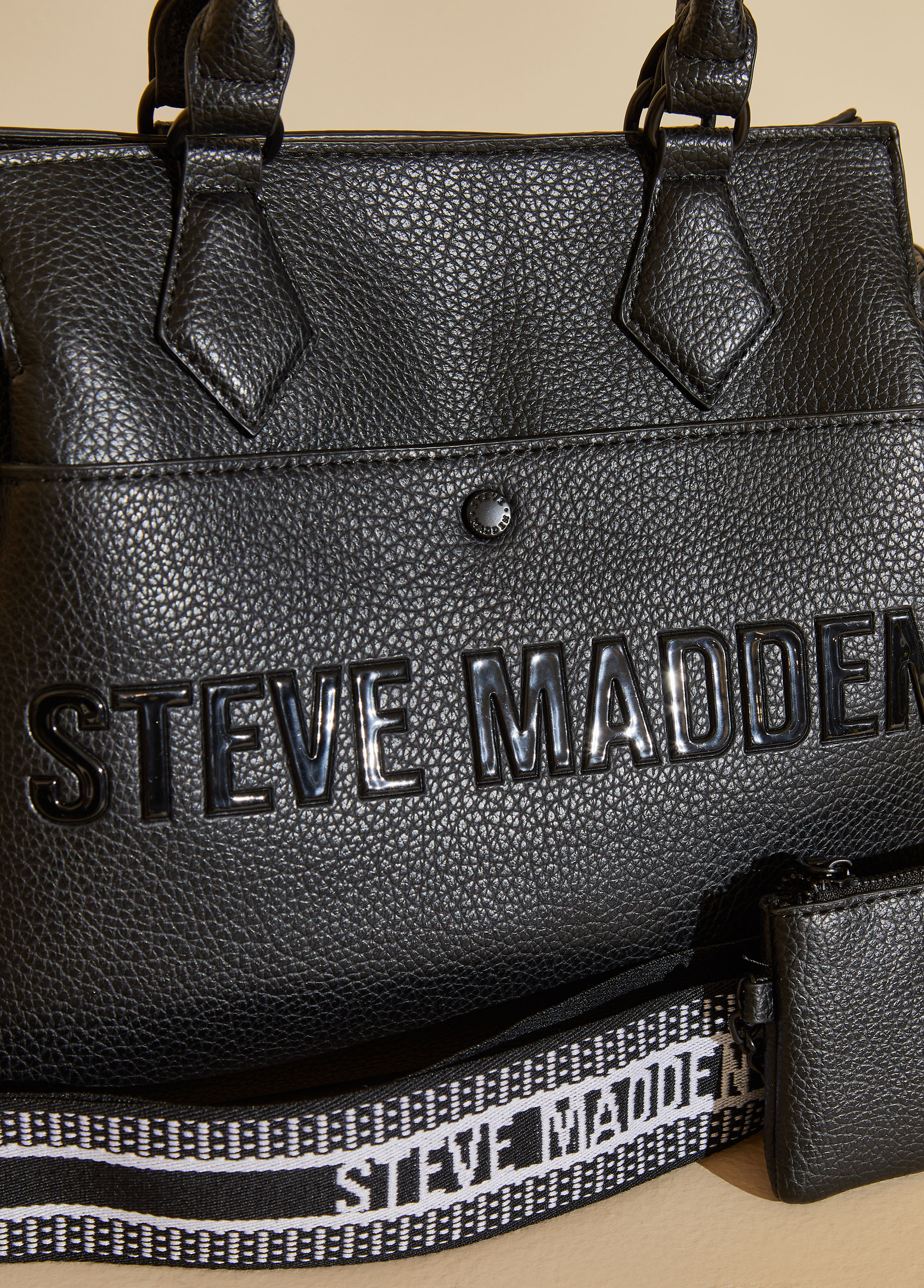 Trendy Designer Steve Madden BShiloh vegan leather satchel and tote