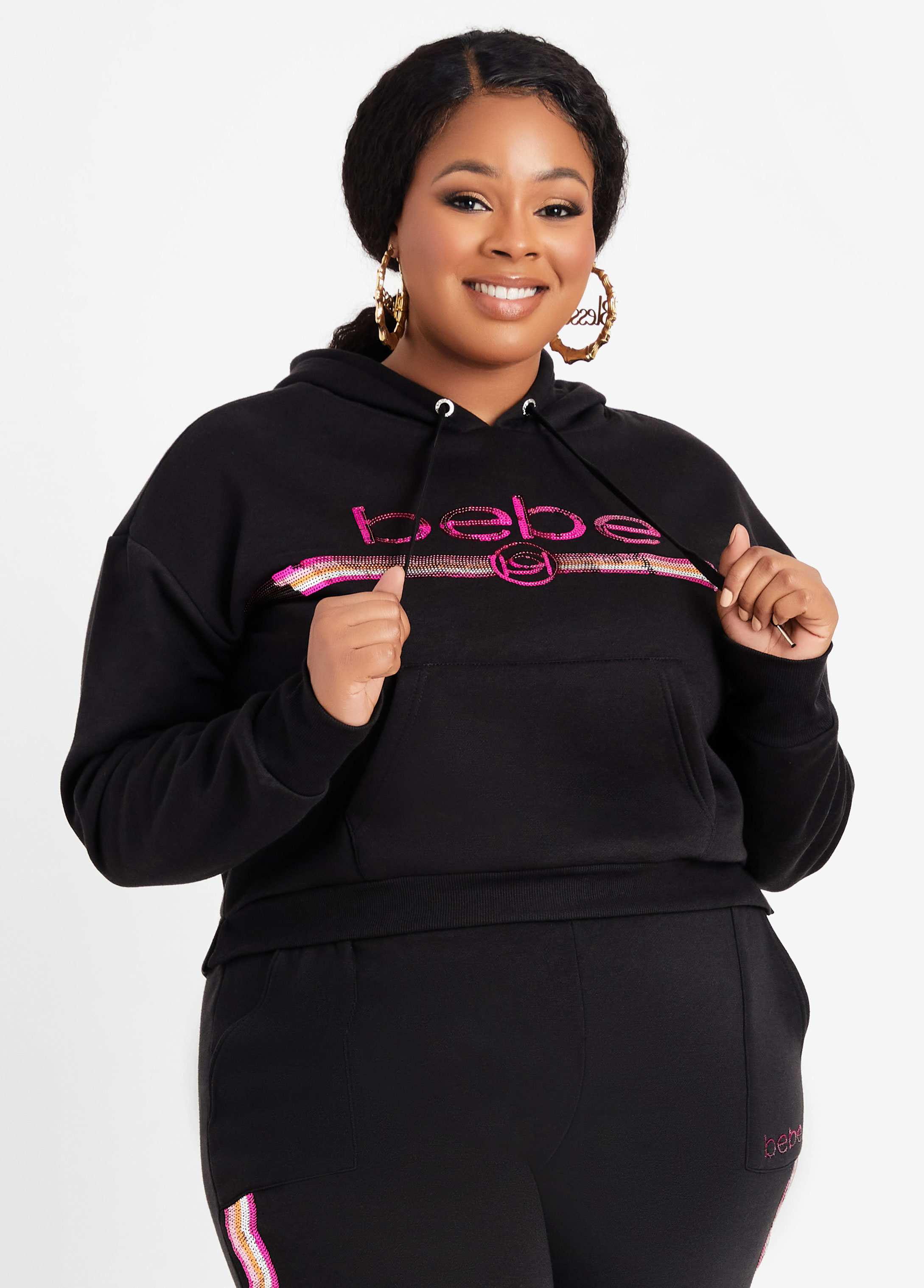 Bebe Sport Shirt Women Large Black Activewear Hoodie Long Sleeve Logo  Pullover - $22 - From Dawn