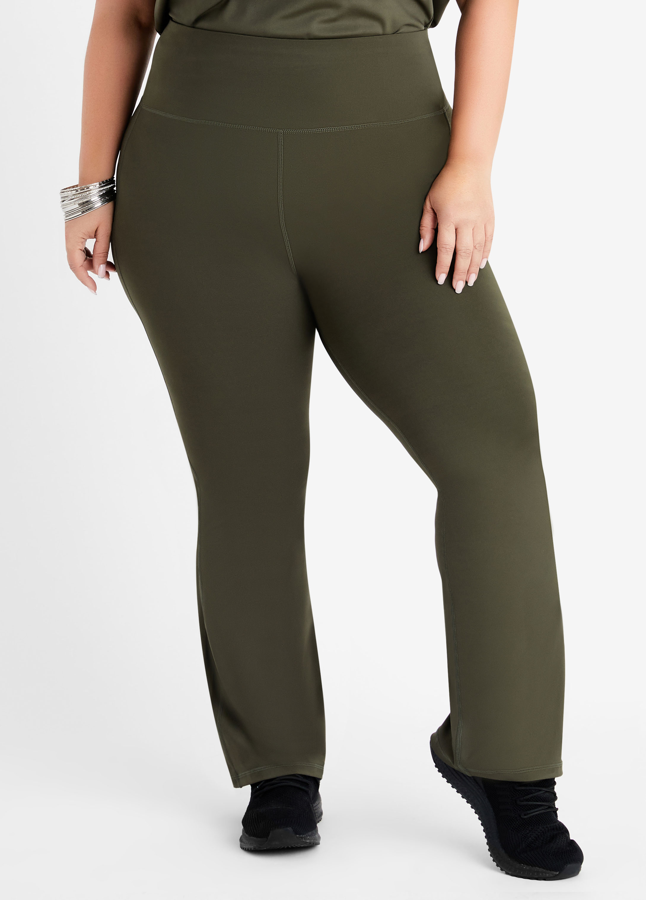 Plus Size High Waist Flared Leggings, GREEN, 18/20 - Ashley Stewart ...