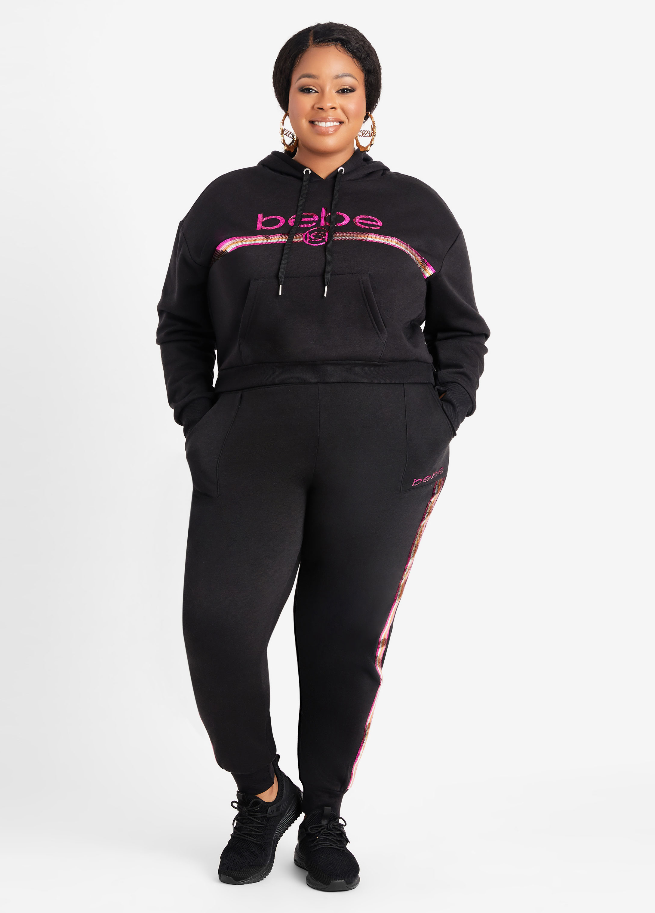 Bebe Sport Shirt Women Large Black Activewear Hoodie Long Sleeve Logo  Pullover - $22 - From Dawn